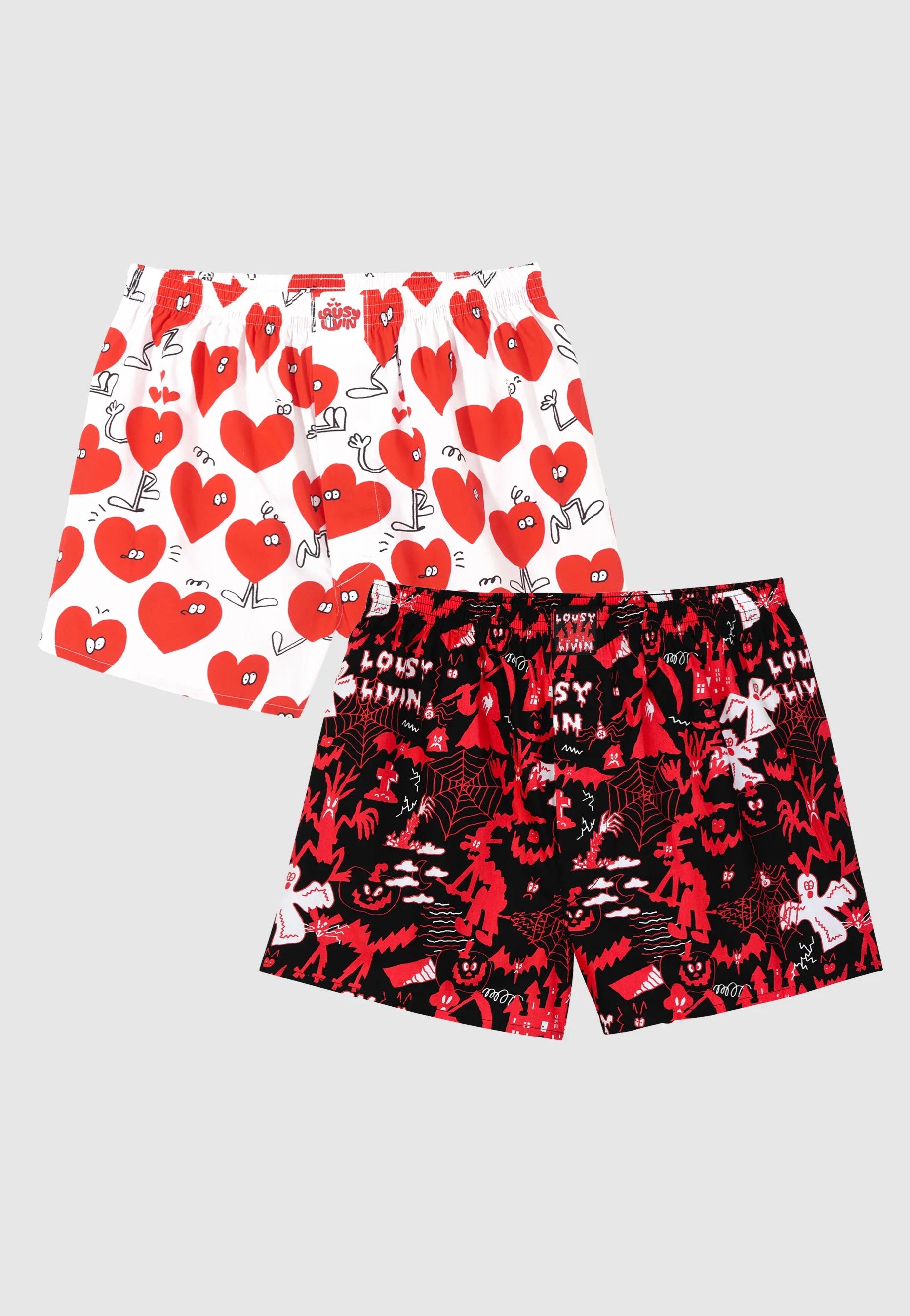 Lousy Livin - Valentines & Halloween Pack Of 2 Black/White - Boxershorts | Men-Image