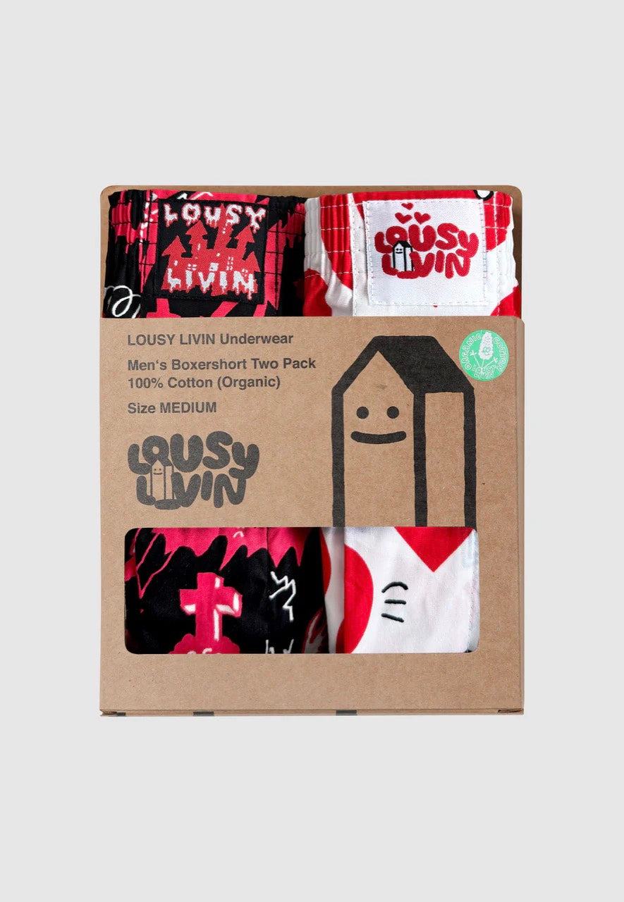 Lousy Livin - Valentines & Halloween Pack Of 2 Black/White - Boxershorts | Men-Image