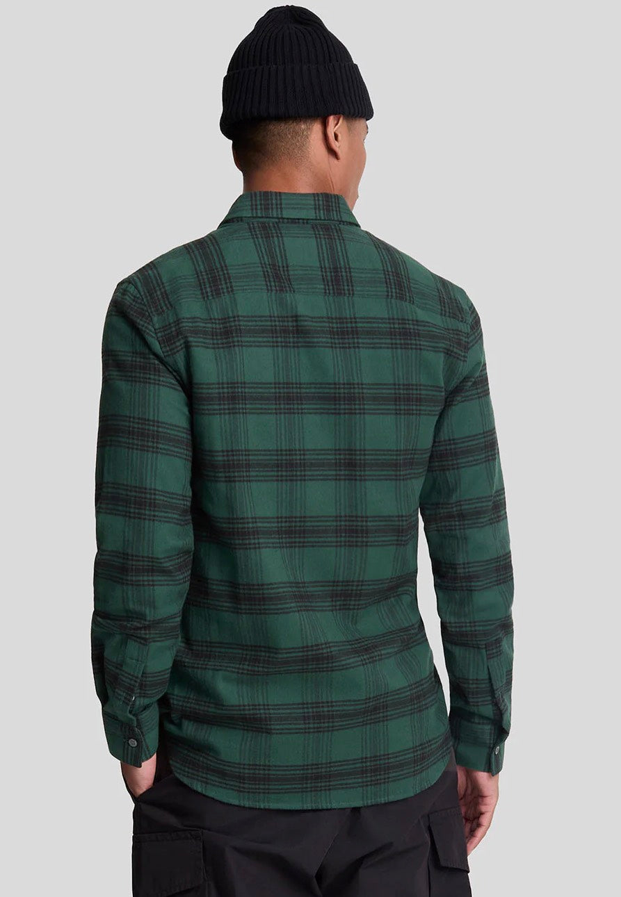 Lyle & Scott - Tonal Check Flannel Argyle Teal/Jet Black - Shirt | Men-Image