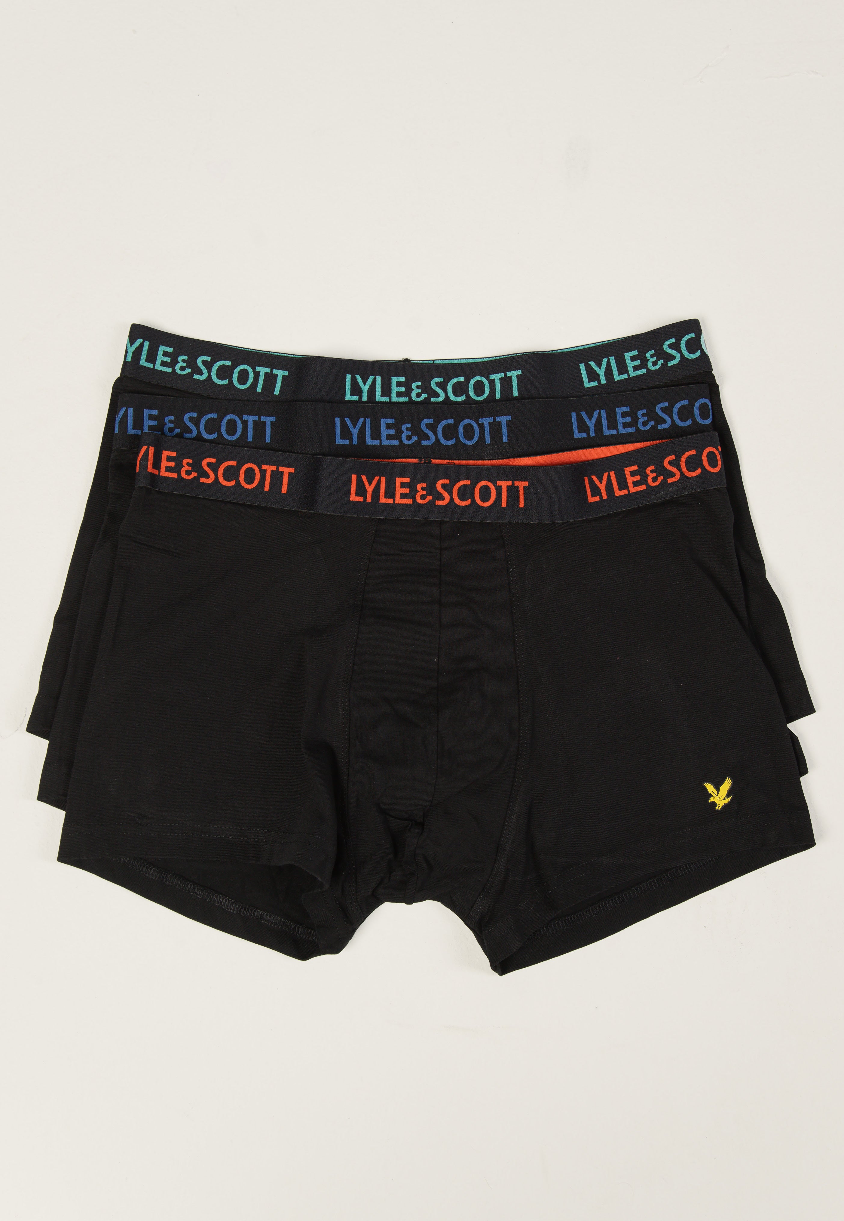 Lyle & Scott - Barclay Pack Of 3 Black Multi Waistband Text - Boxershorts | Men-Image