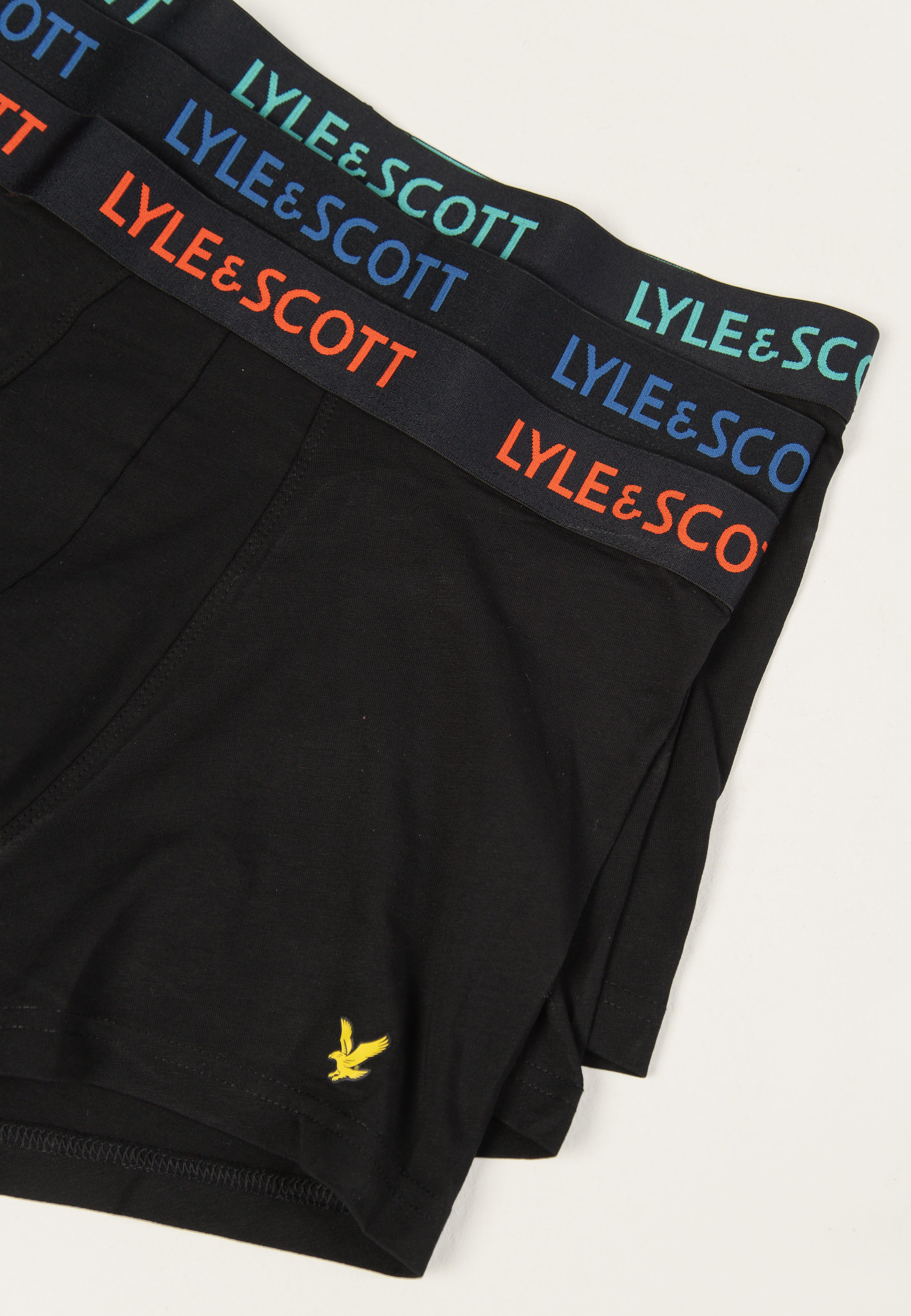 Lyle & Scott - Barclay Pack Of 3 Black Multi Waistband Text - Boxershorts | Men-Image
