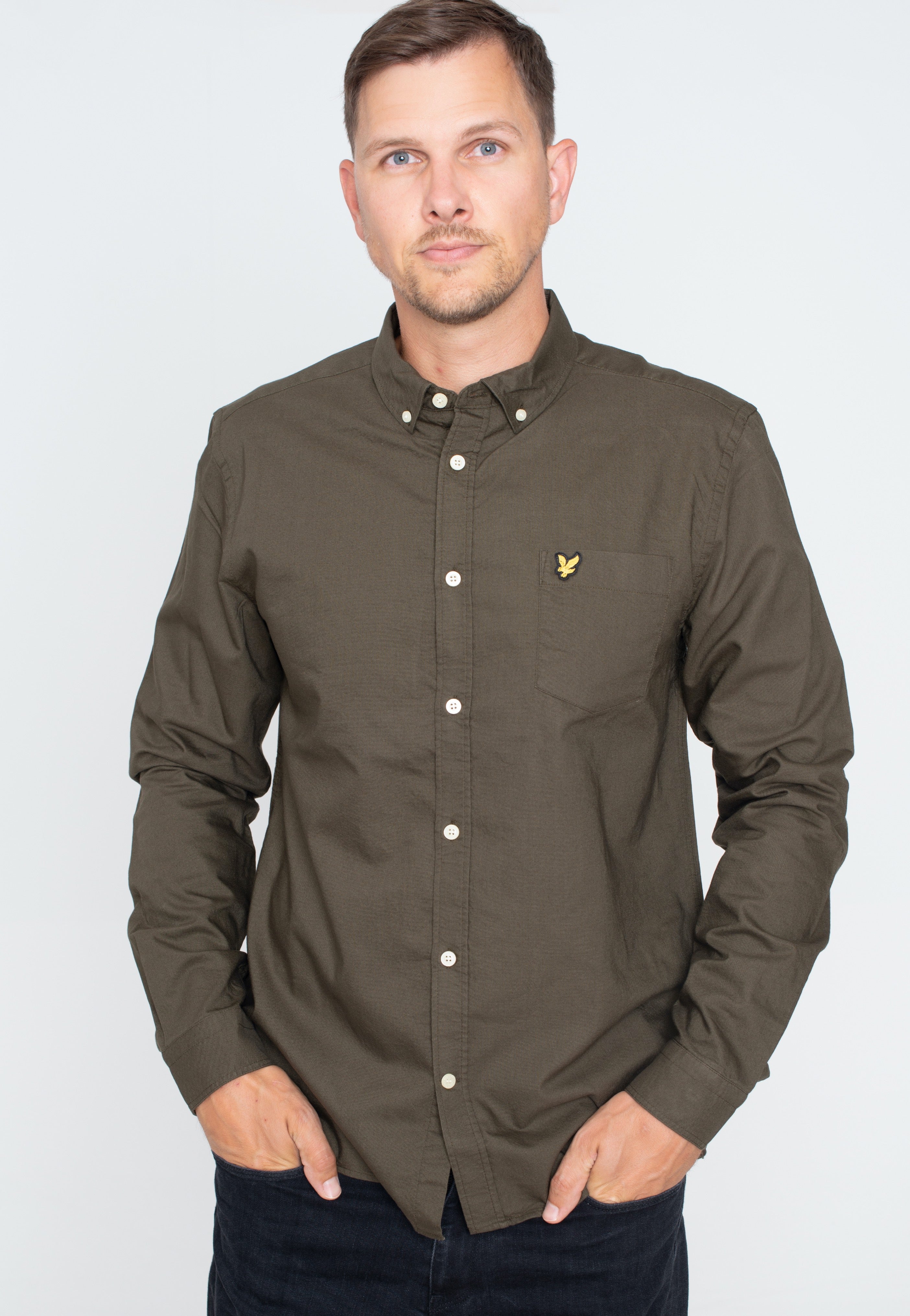 Lyle & Scott - Regular Fit Light Weight Oxford Olive - Shirt | Men-Image