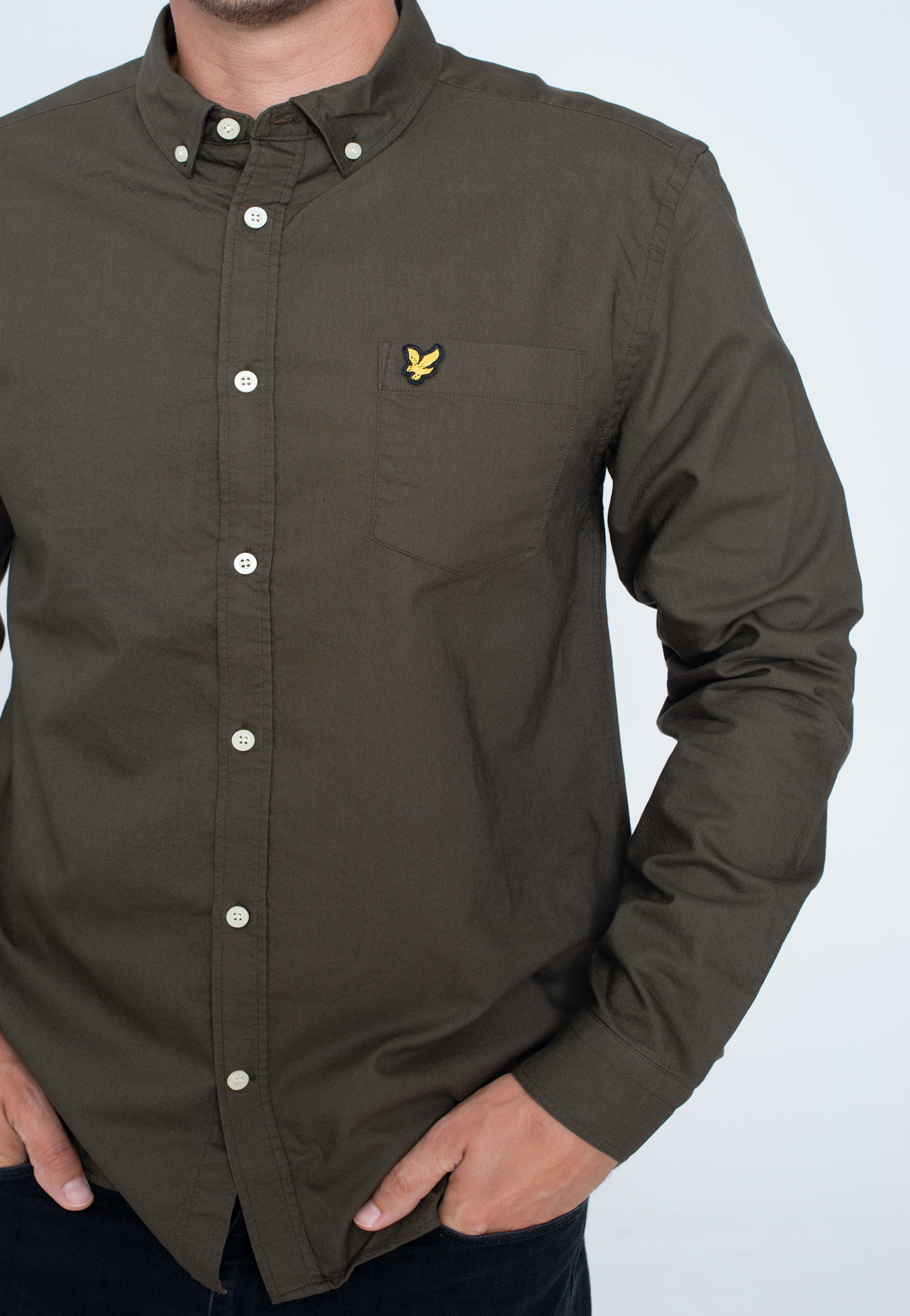 Lyle & Scott - Regular Fit Light Weight Oxford Olive - Shirt | Men-Image