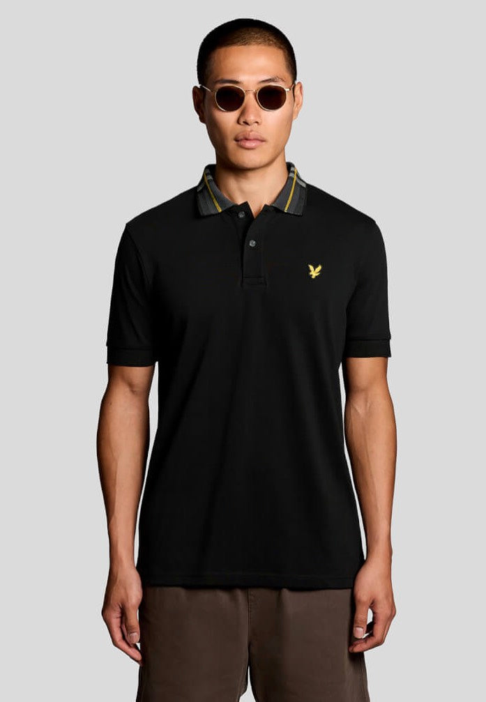 Lyle & Scott - Tartan Collar Jet Black - Polo | Men-Image