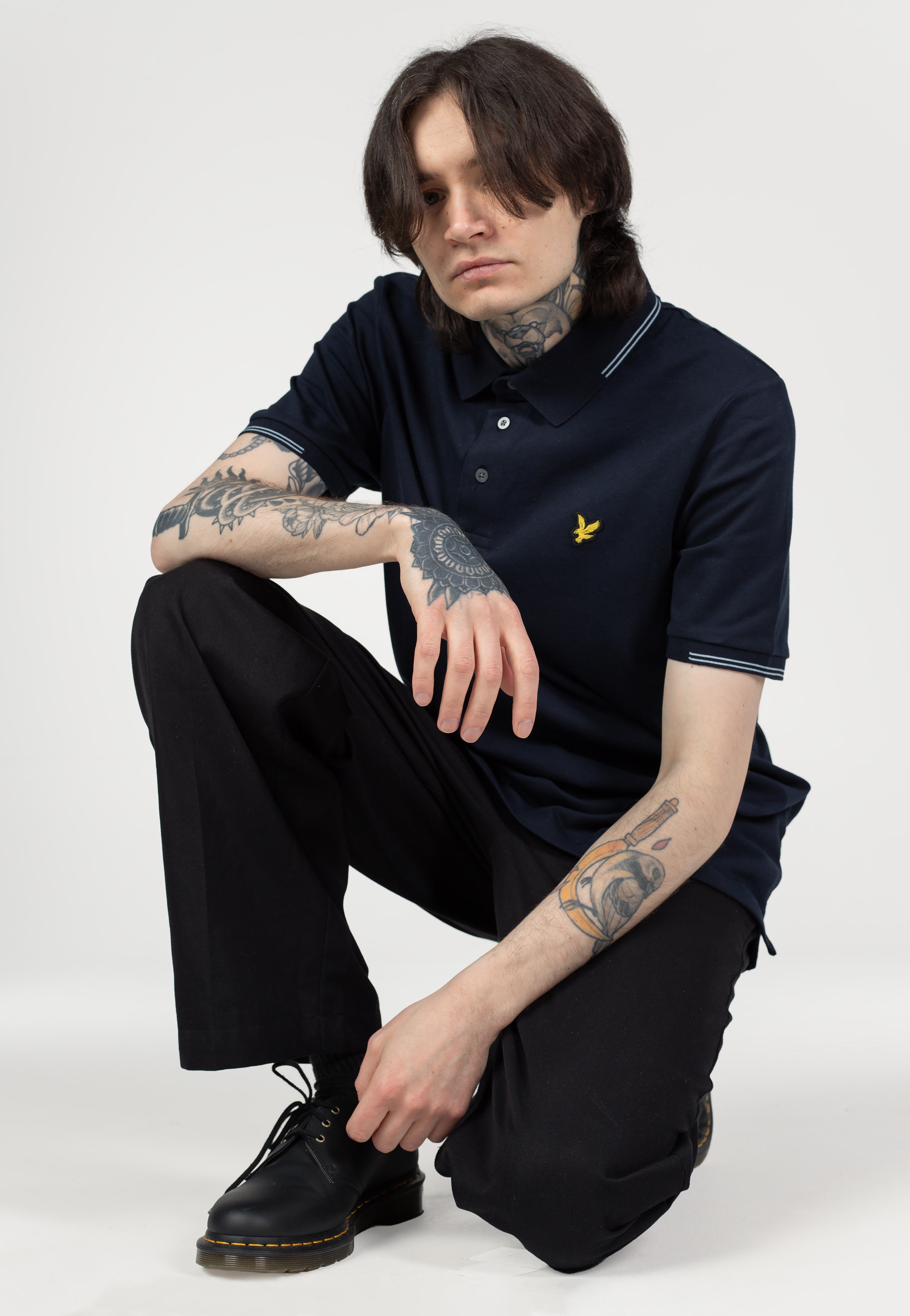 Lyle & Scott - Tartan Collar Jet Black - Polo | Men-Image