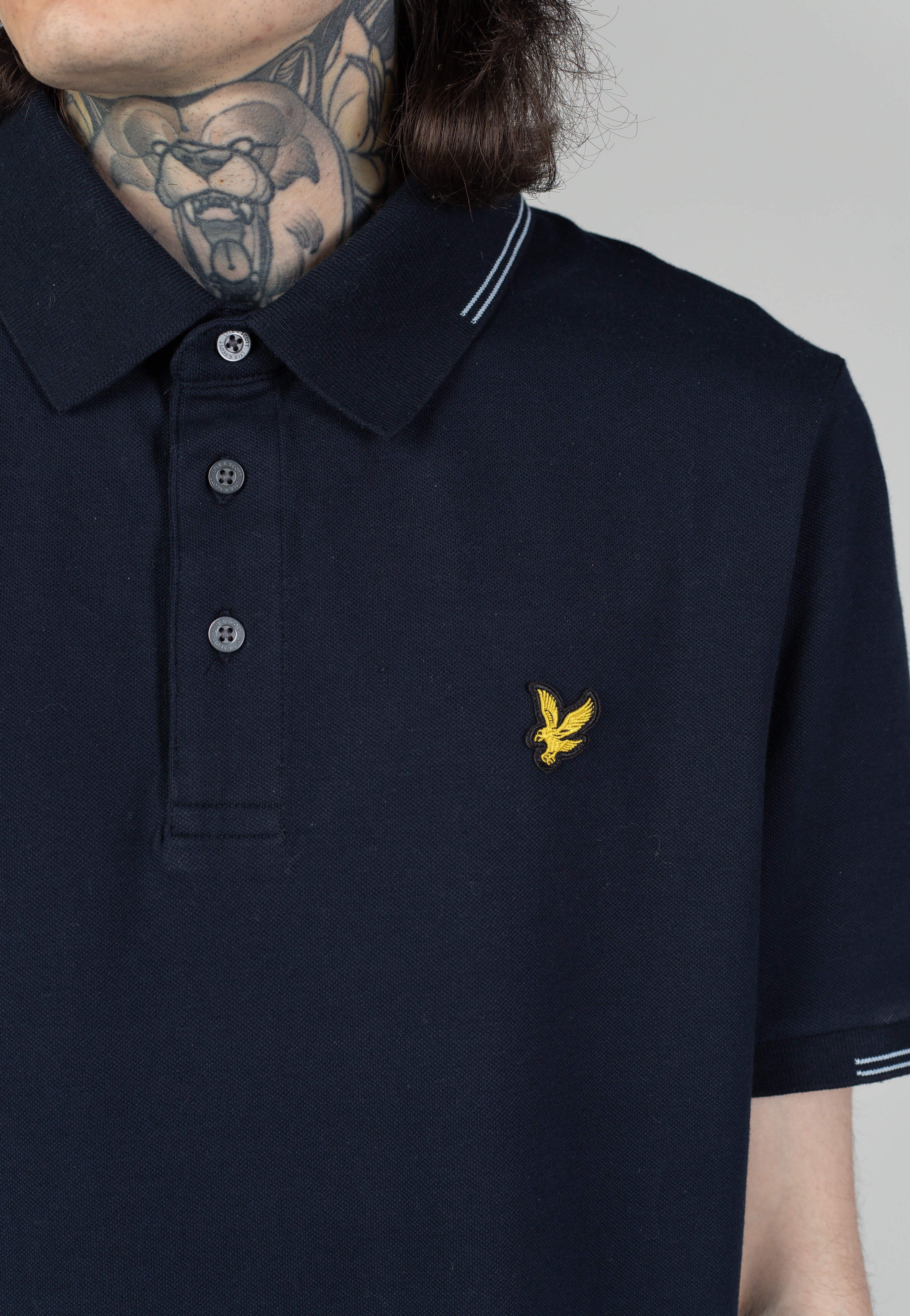 Lyle & Scott - Tartan Collar Jet Black - Polo | Men-Image