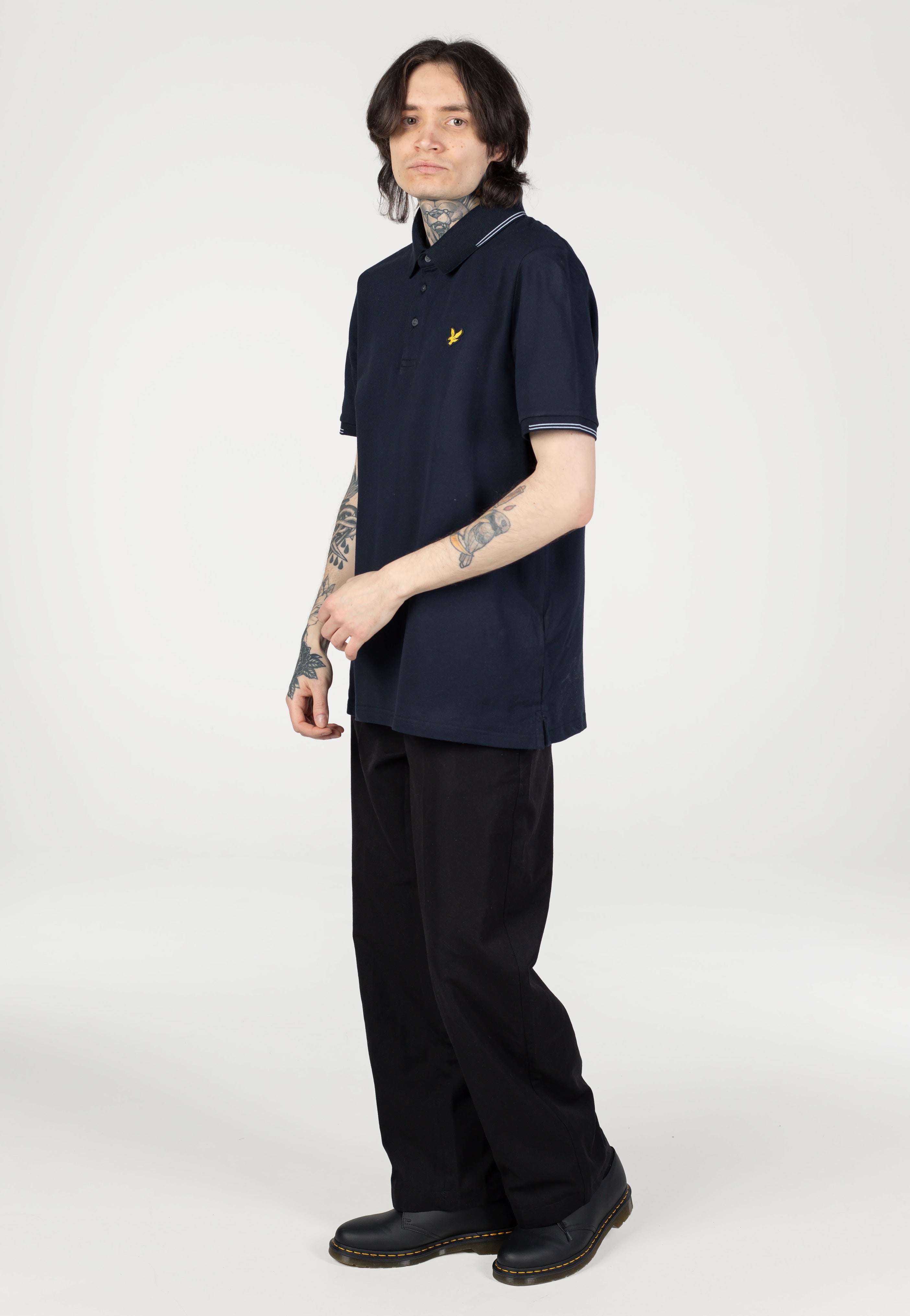 Lyle & Scott - Tartan Collar Jet Black - Polo | Men-Image