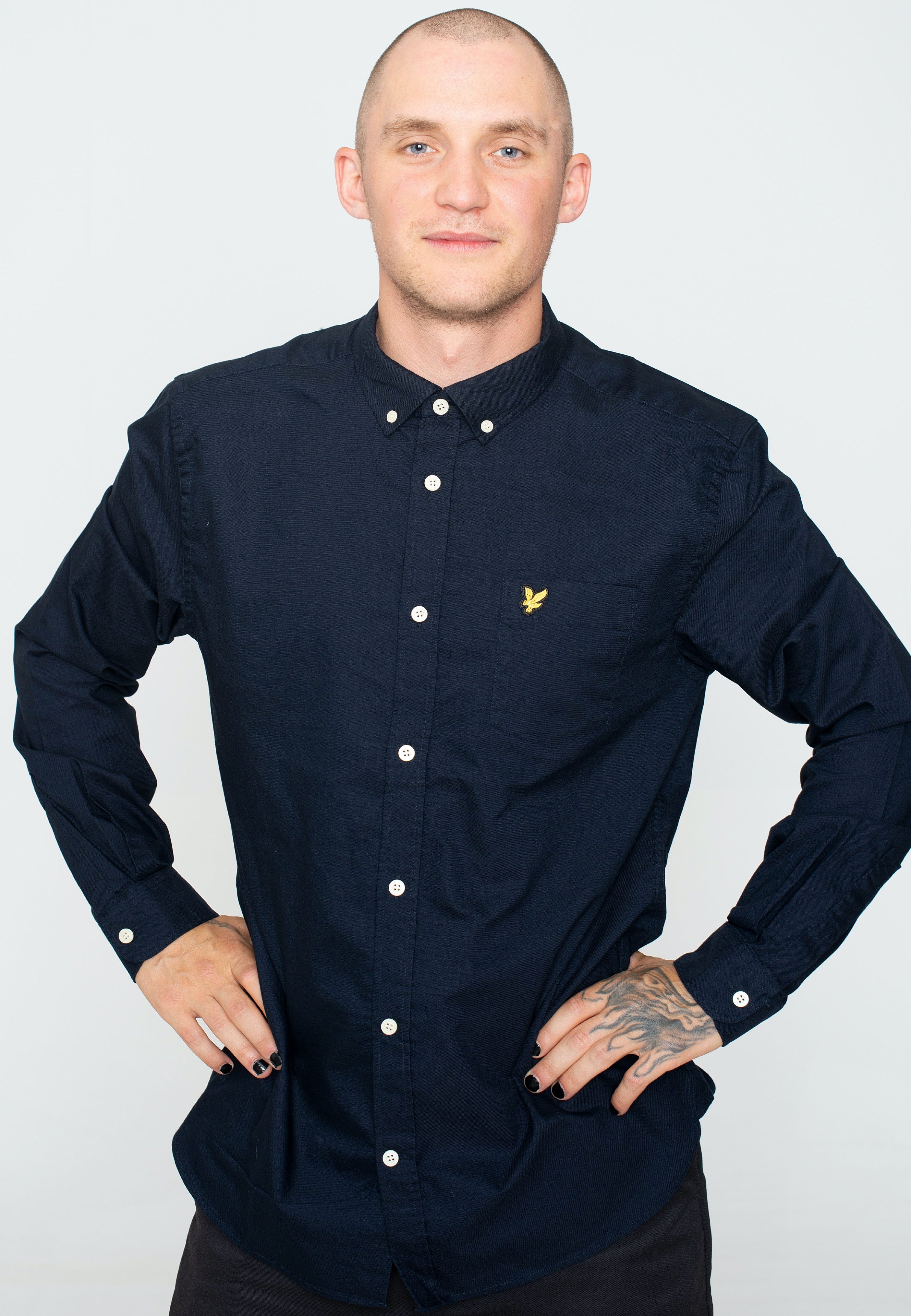 Lyle & Scott - Regular Fit Light Weight Oxford Dark Navy - Shirt | Men-Image
