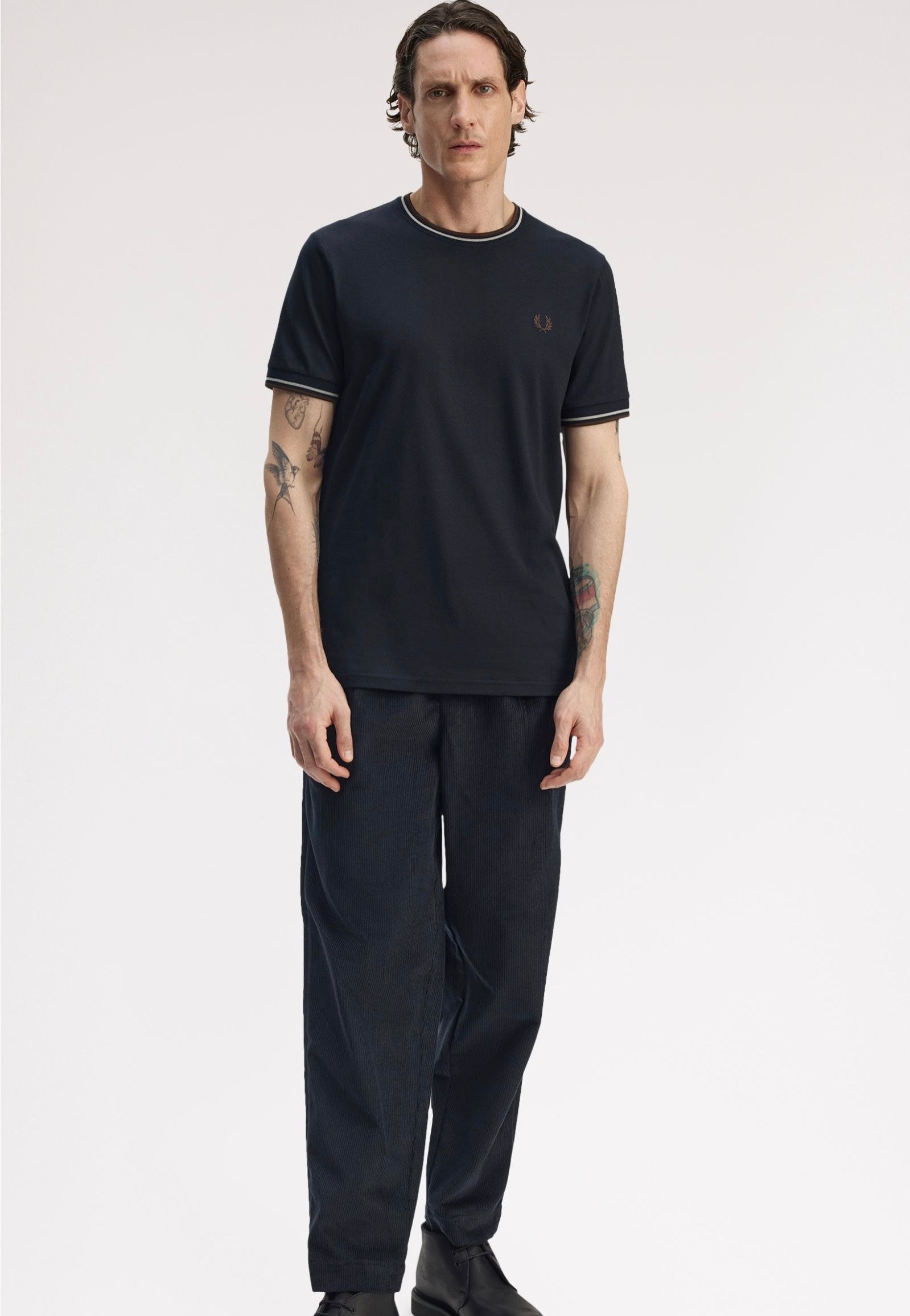 Fred Perry - Twin Tipped Navy/Warm Oat/Burnt Tobacco - T-Shirt | Men-Image
