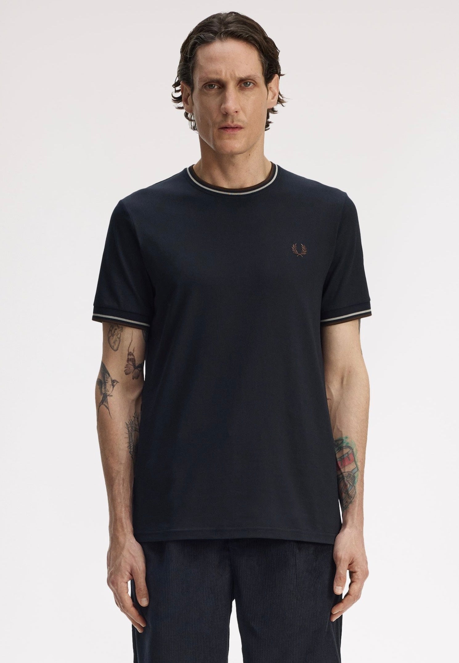 Fred Perry - Twin Tipped Navy/Warm Oat/Burnt Tobacco - T-Shirt | Men-Image
