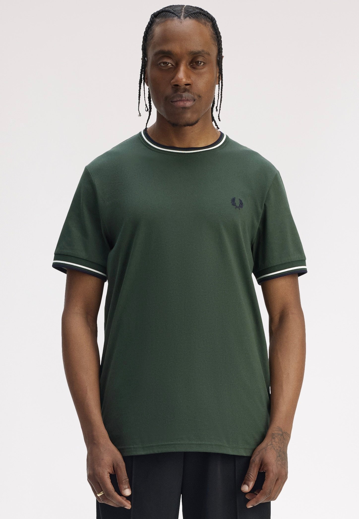 Fred Perry - Twin Tipped Court Green/Snow White/Navy - T-Shirt | Men-Image