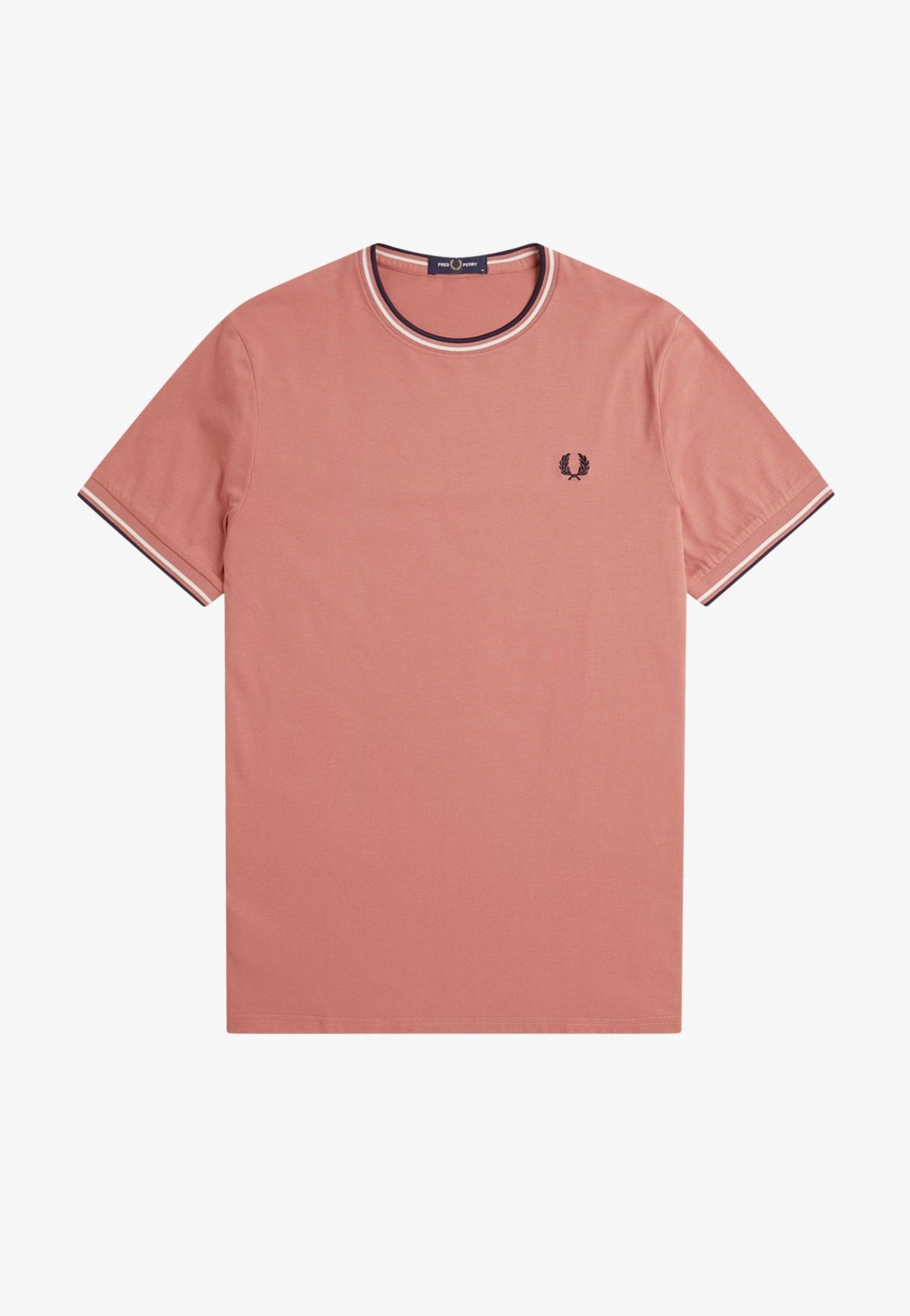 Fred Perry - Twin Tipped Putty Pink/Ecru/Navy - T-Shirt | Men-Image
