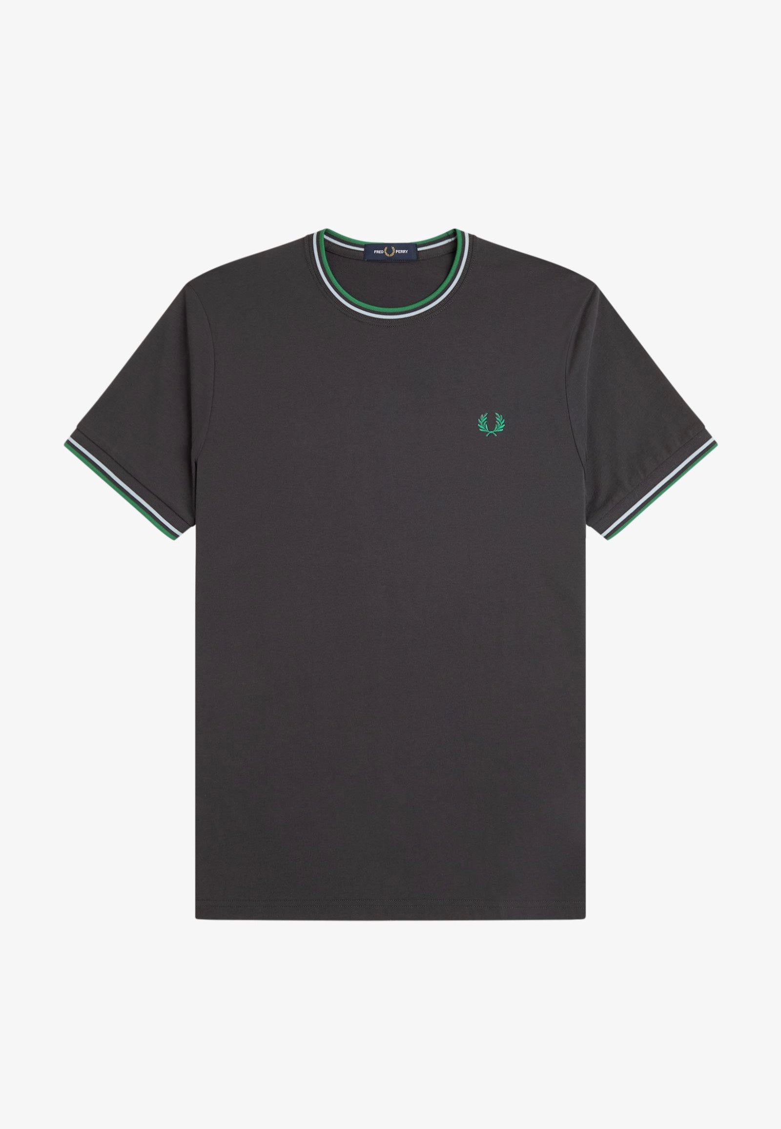 Fred Perry - Twin Tipped Anchor Grey/Light Ice/Sport Green - T-Shirt | Men-Image