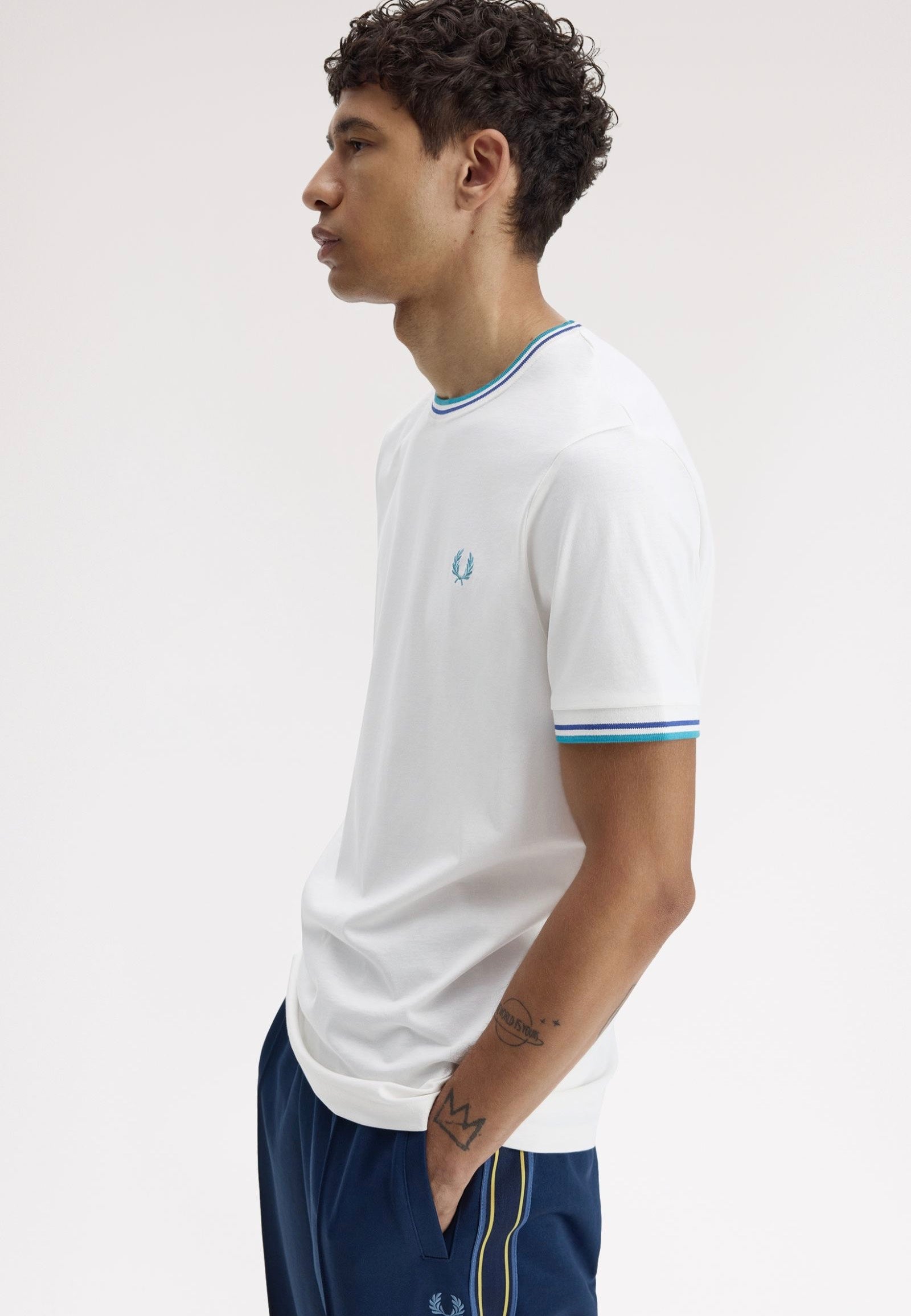 Fred Perry - Twin Tipped Snow White/Deep Mint/Soho Eclipse - T-Shirt | Men-Image
