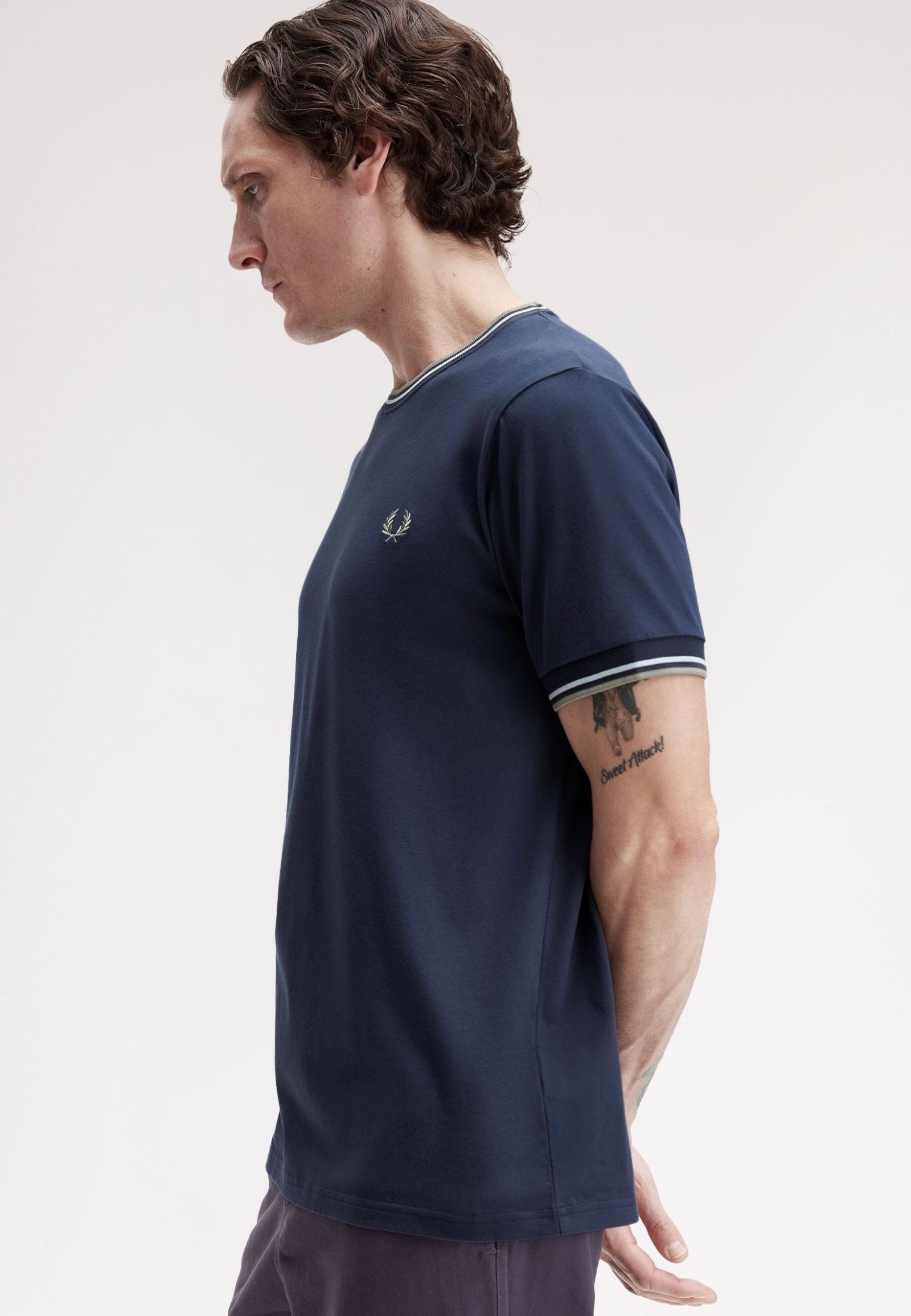 Fred Perry - Twin Tipped Dark Airforce/Light Ice/Bayleaf - T-Shirt | Men-Image
