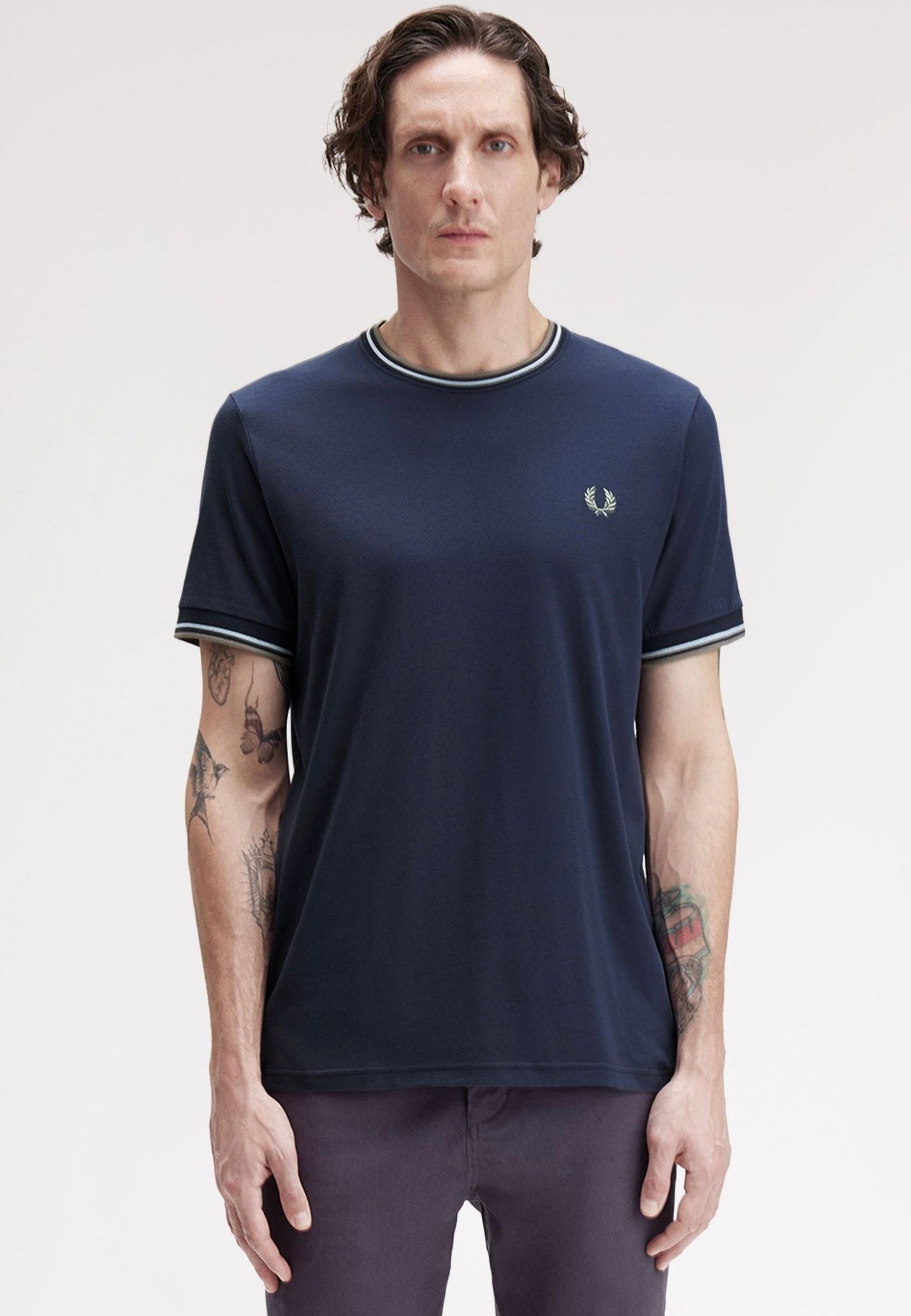 Fred Perry - Twin Tipped Dark Airforce/Light Ice/Bayleaf - T-Shirt | Men-Image