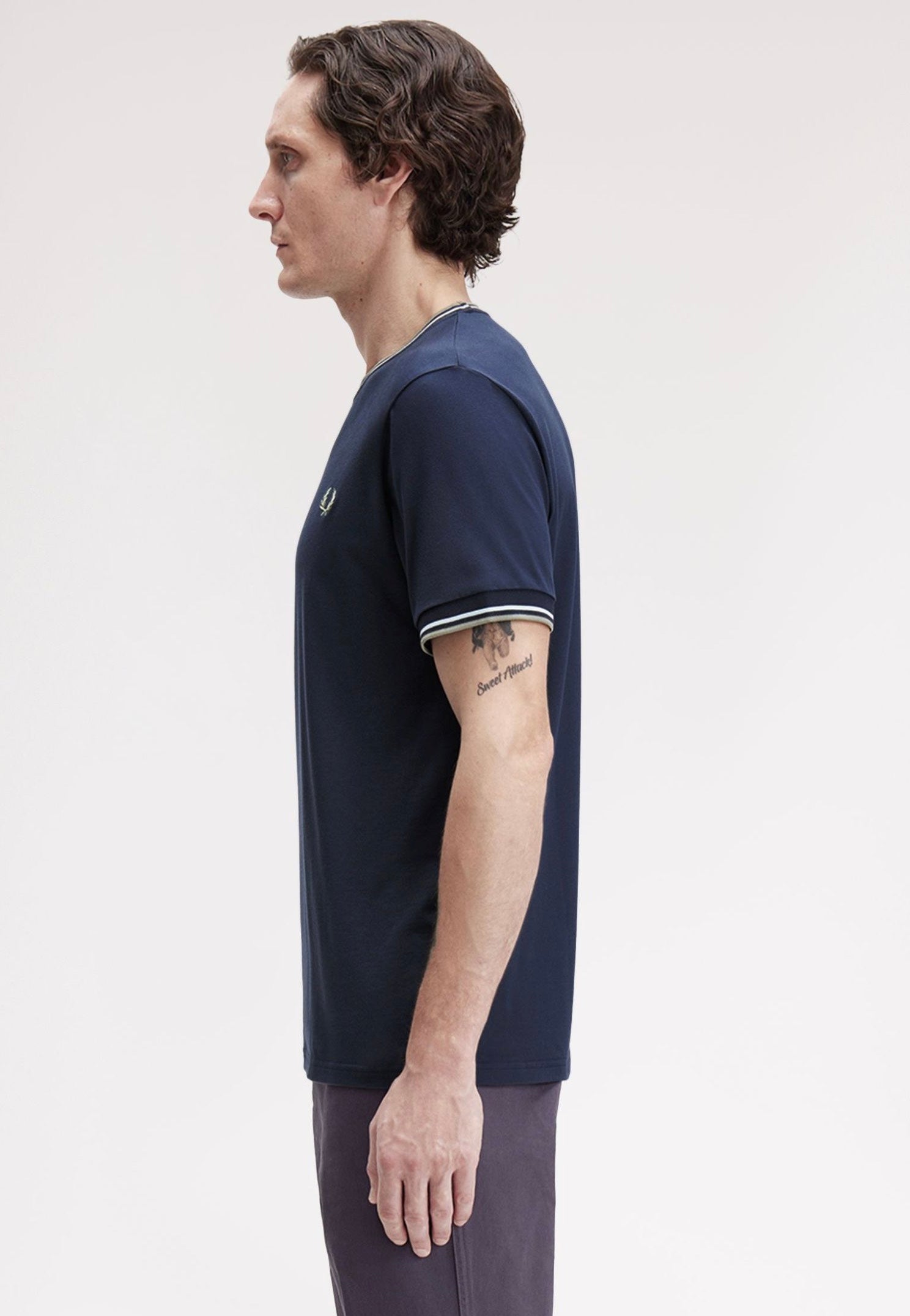 Fred Perry - Twin Tipped Dark Airforce/Light Ice/Bayleaf - T-Shirt | Men-Image