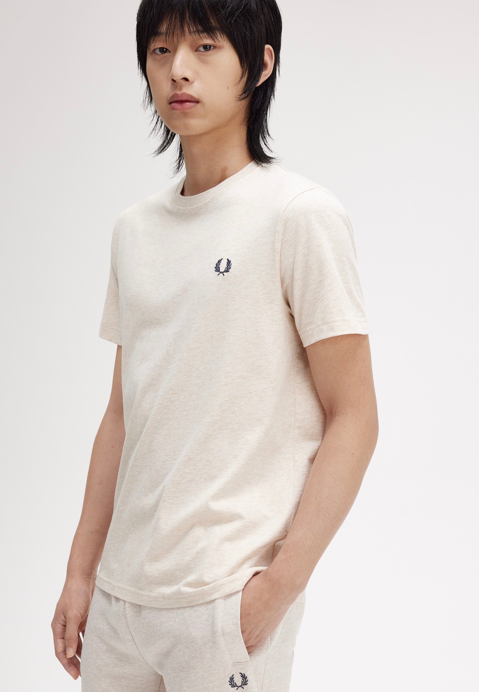 Fred Perry - Crew Neck Porridgemarl/Anchorgrey - T-Shirt | Men-Image