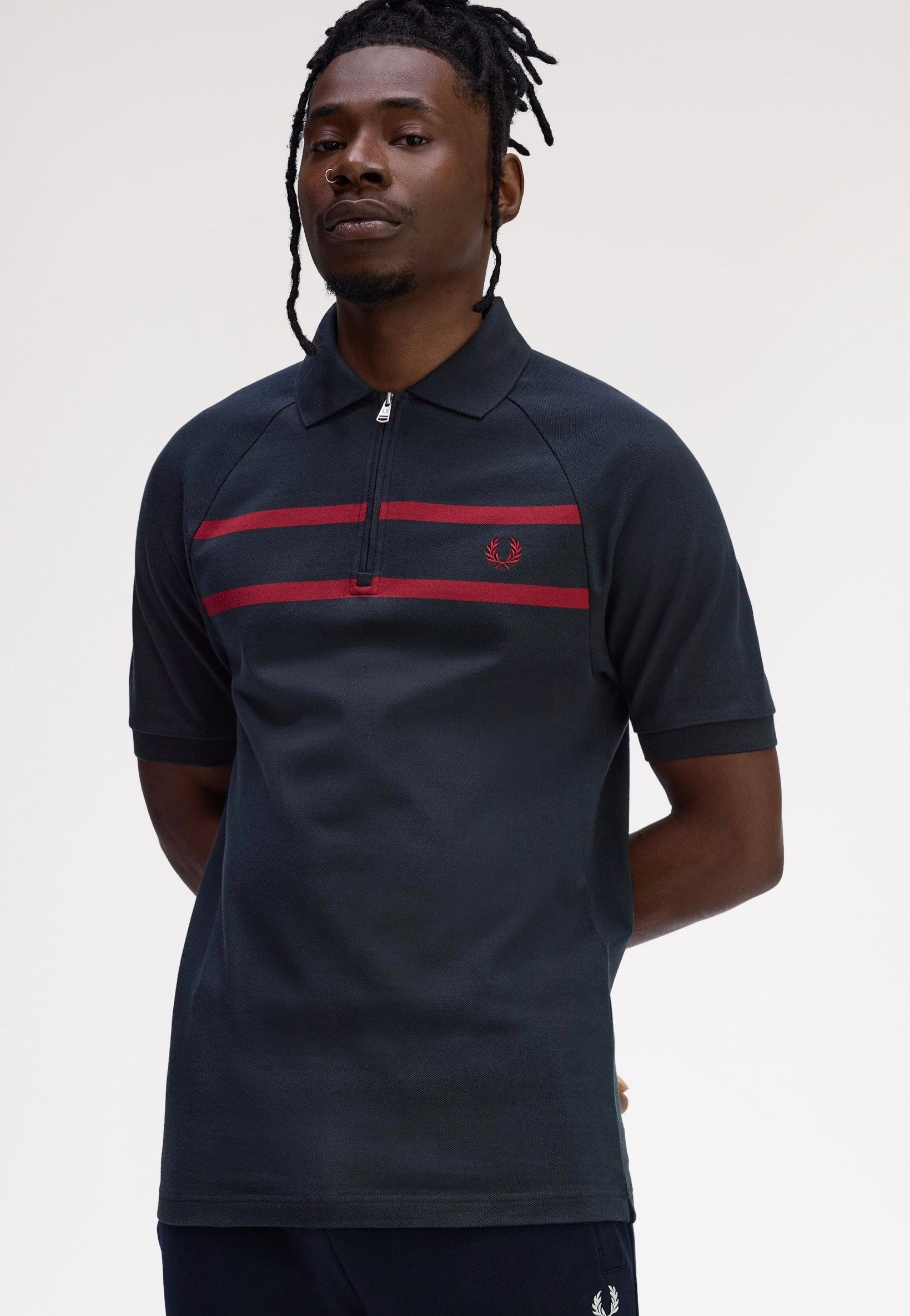 Fred Perry - Pique Zip Neck Navy - Polo | Men-Image