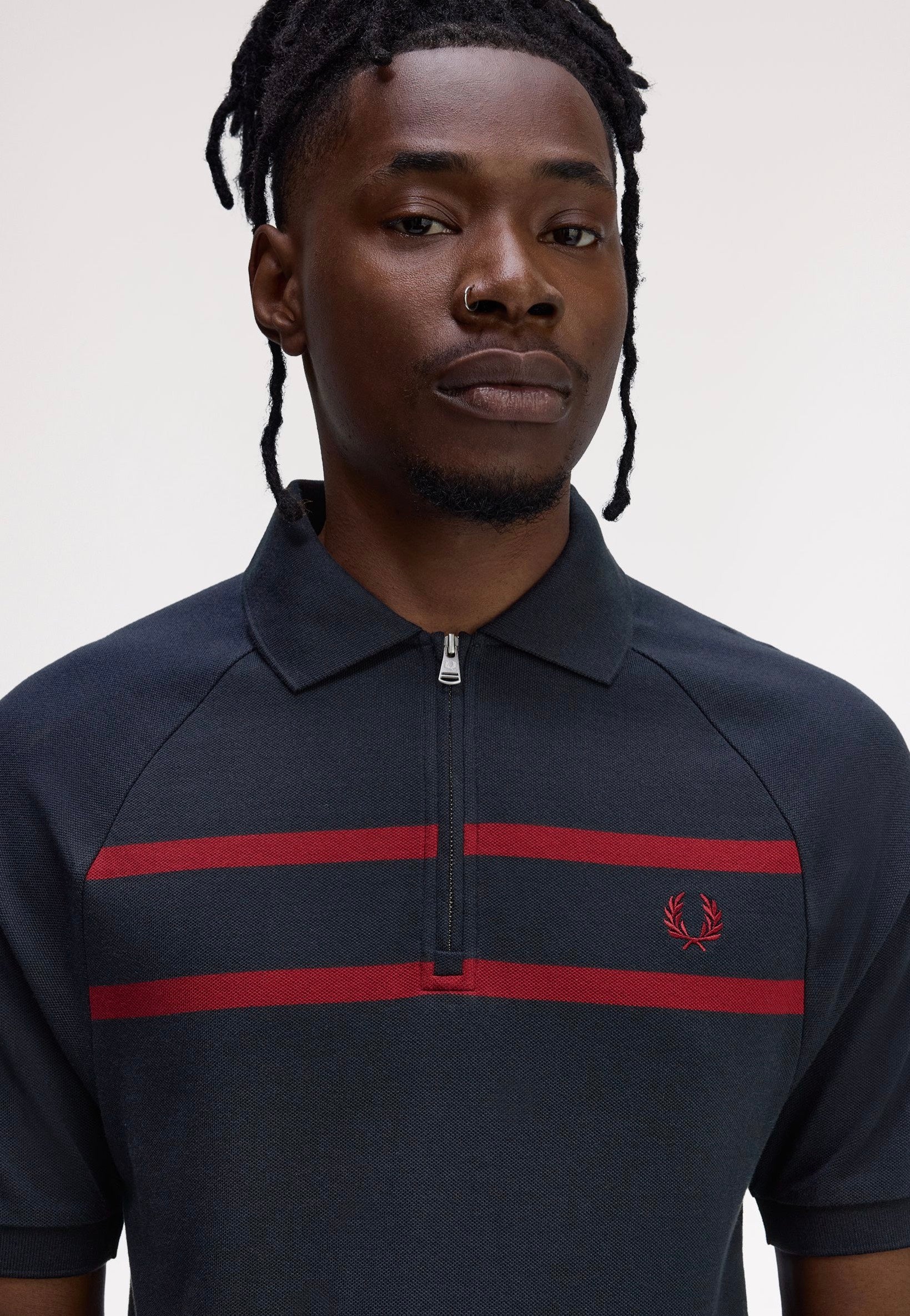 Fred Perry - Pique Zip Neck Navy - Polo | Men-Image