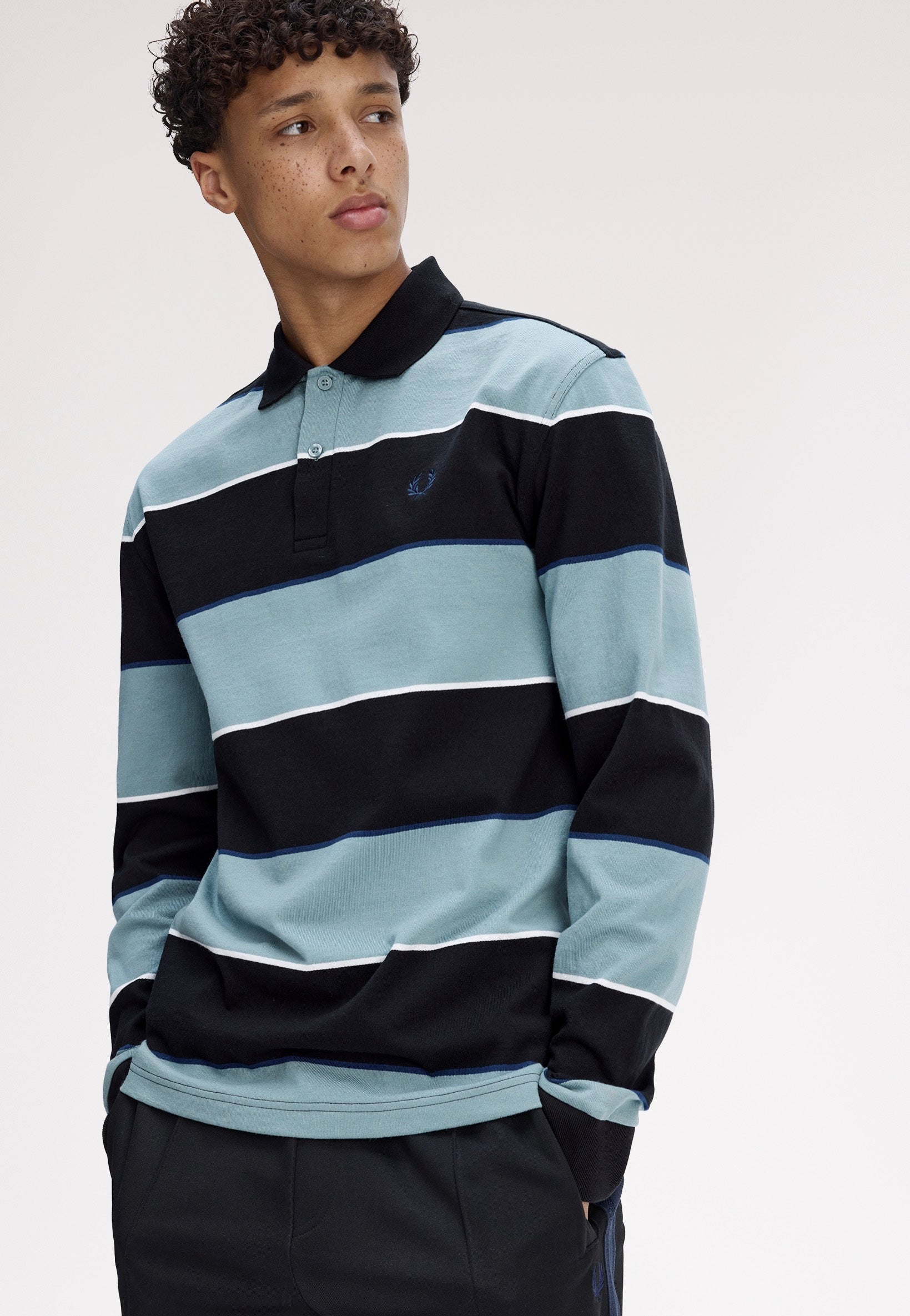 Fred Perry - Heavyweight Jersey Striped Black - Longsleeve | Men-Image