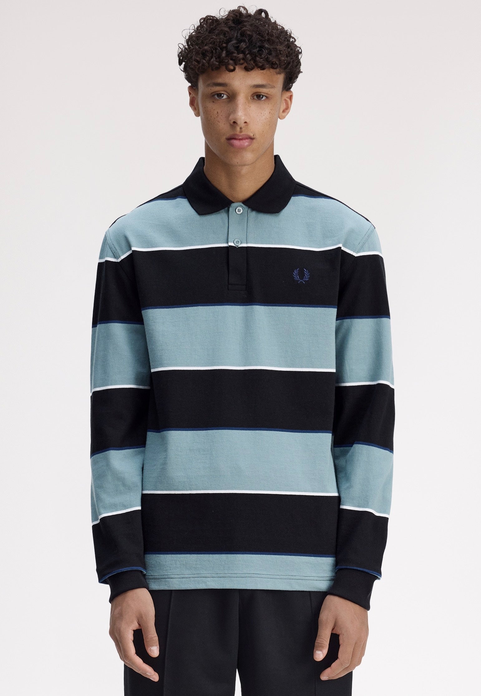 Fred Perry - Heavyweight Jersey Striped Black - Longsleeve | Men-Image