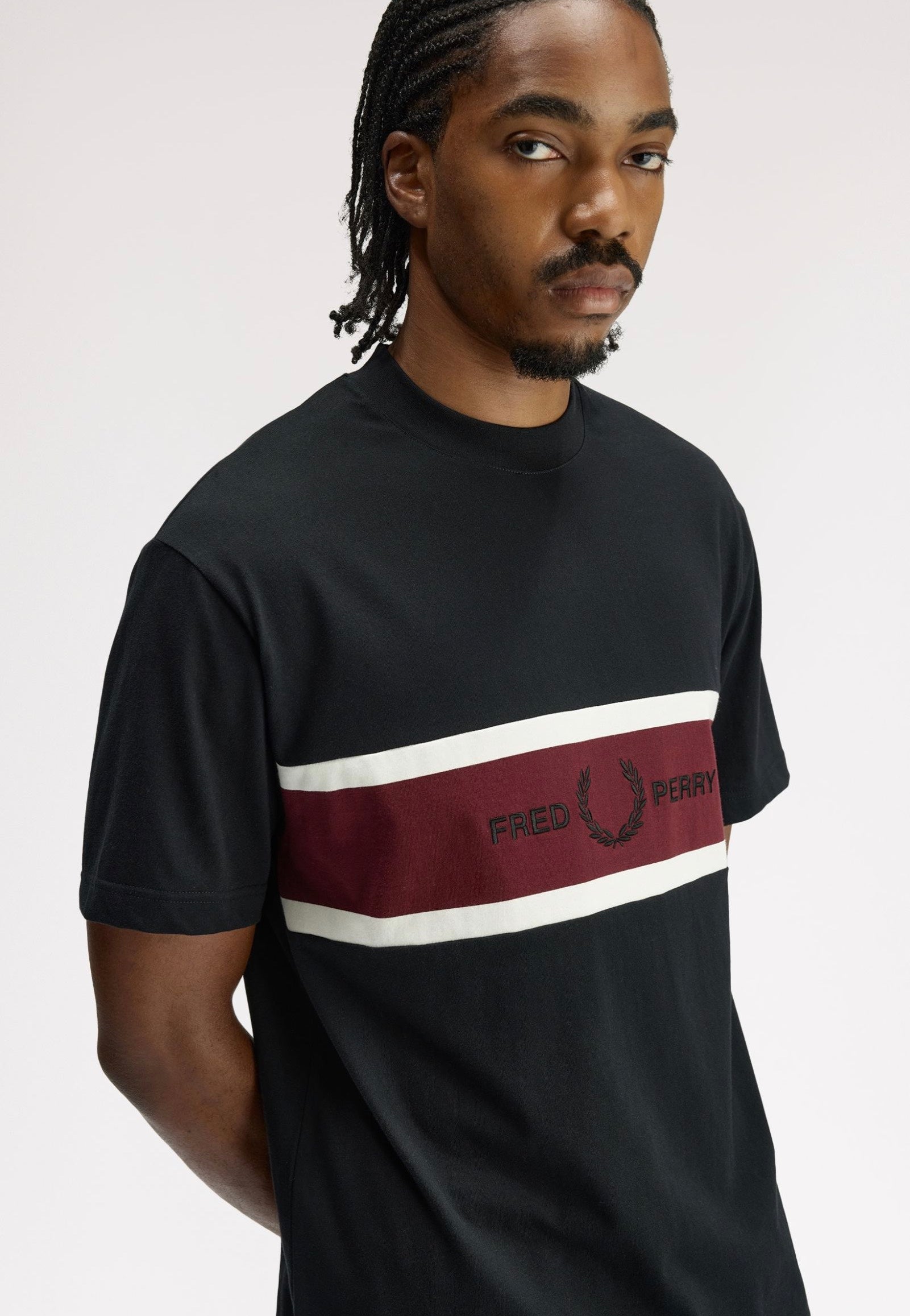 Fred Perry Embroidered Panel Black - T-Shirt | Impericon
