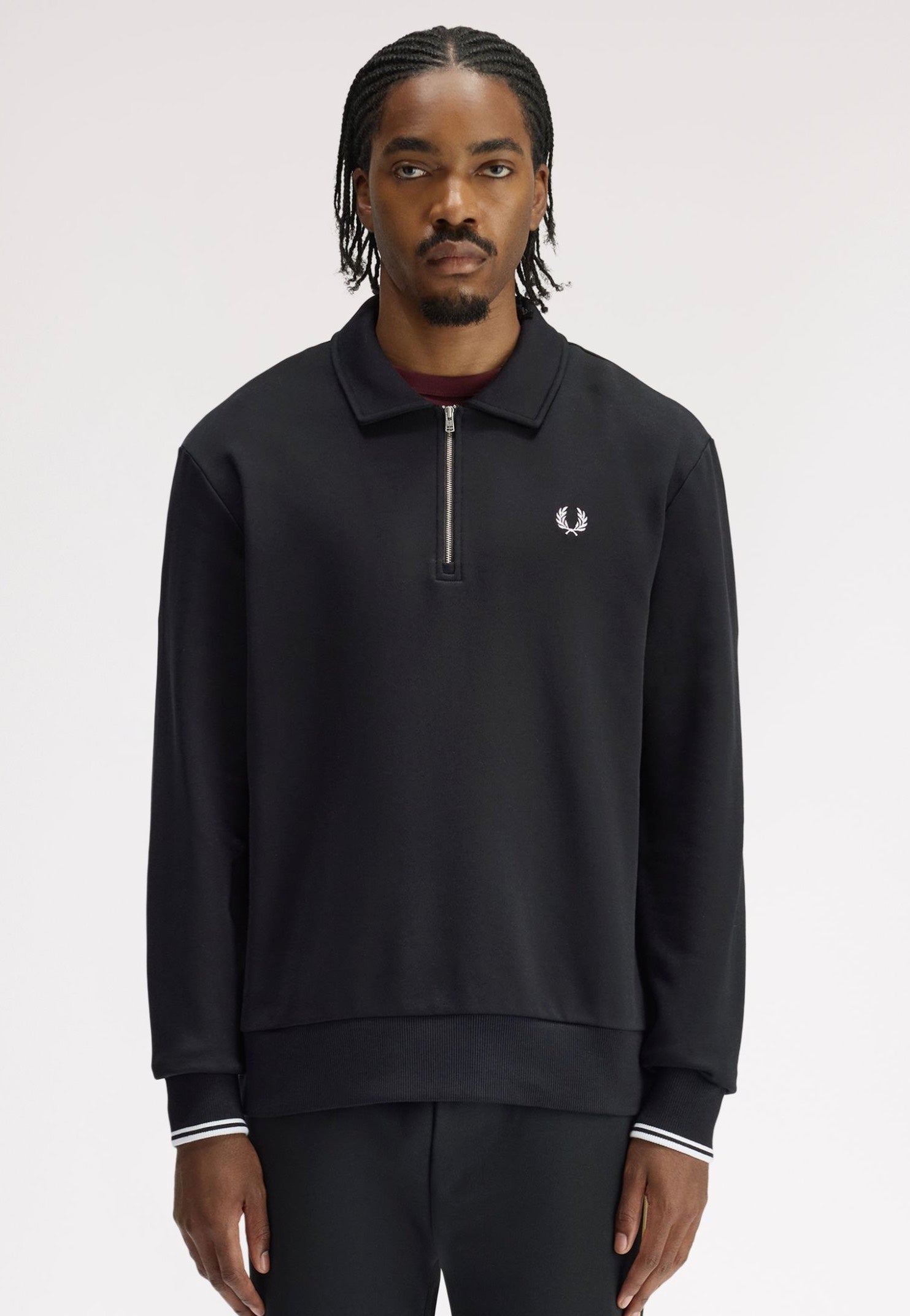 Fred Perry - Half Zip Collared Black - Sweater | Men-Image