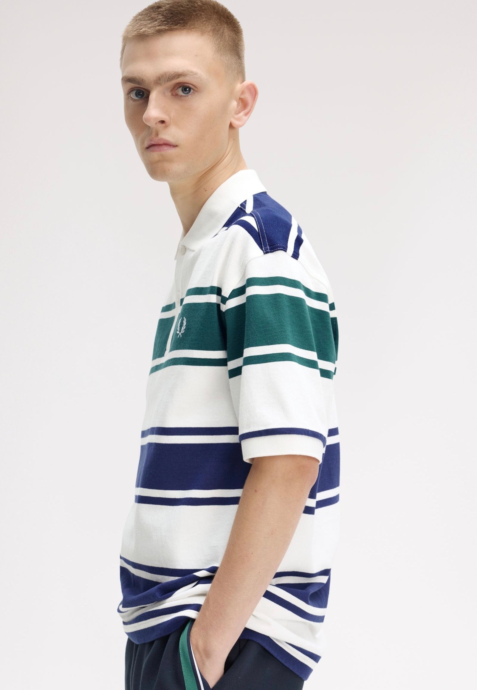 Fred Perry - Relaxed Striped Snow White - Polo | Men-Image