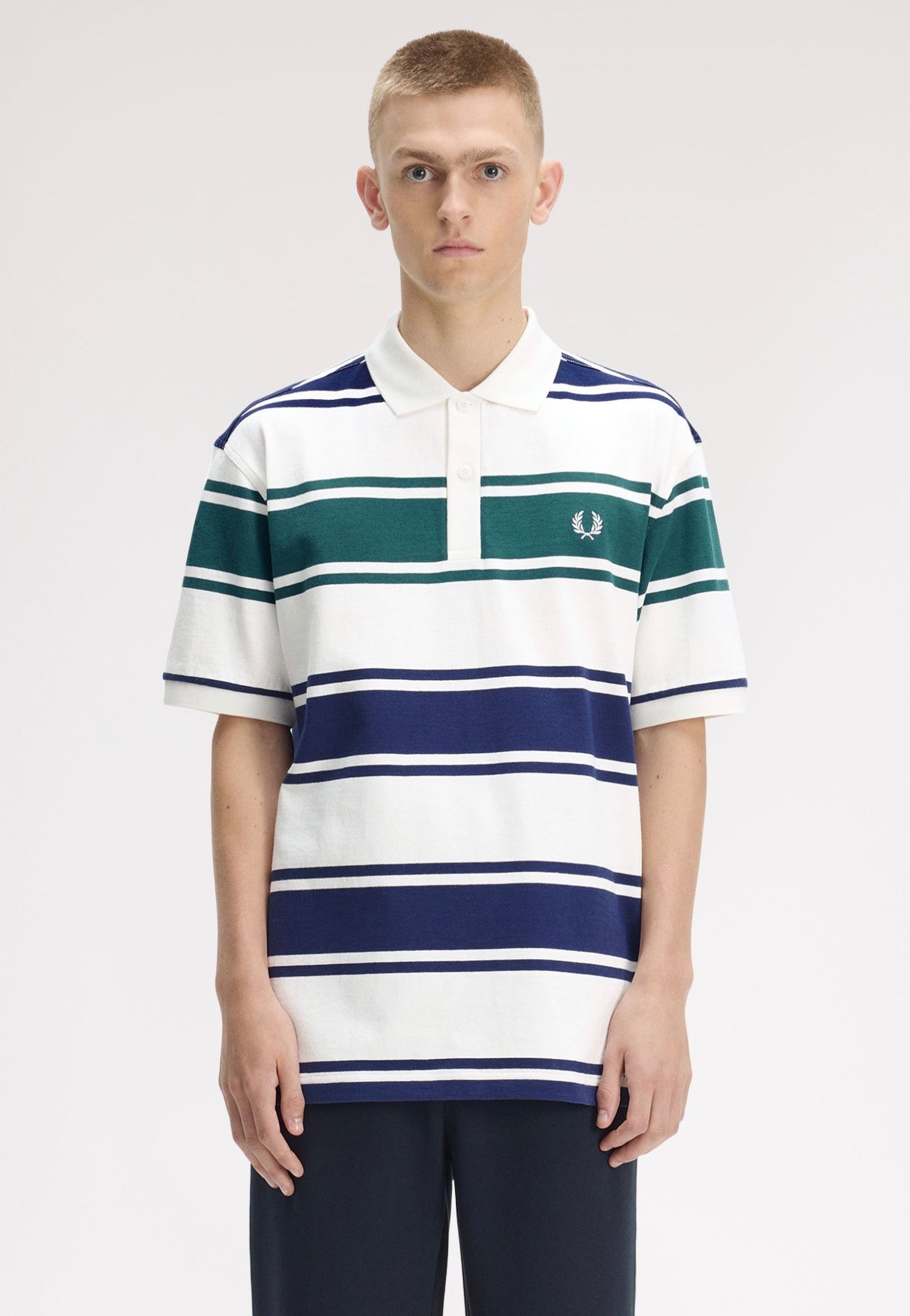 Fred Perry - Relaxed Striped Snow White - Polo | Men-Image