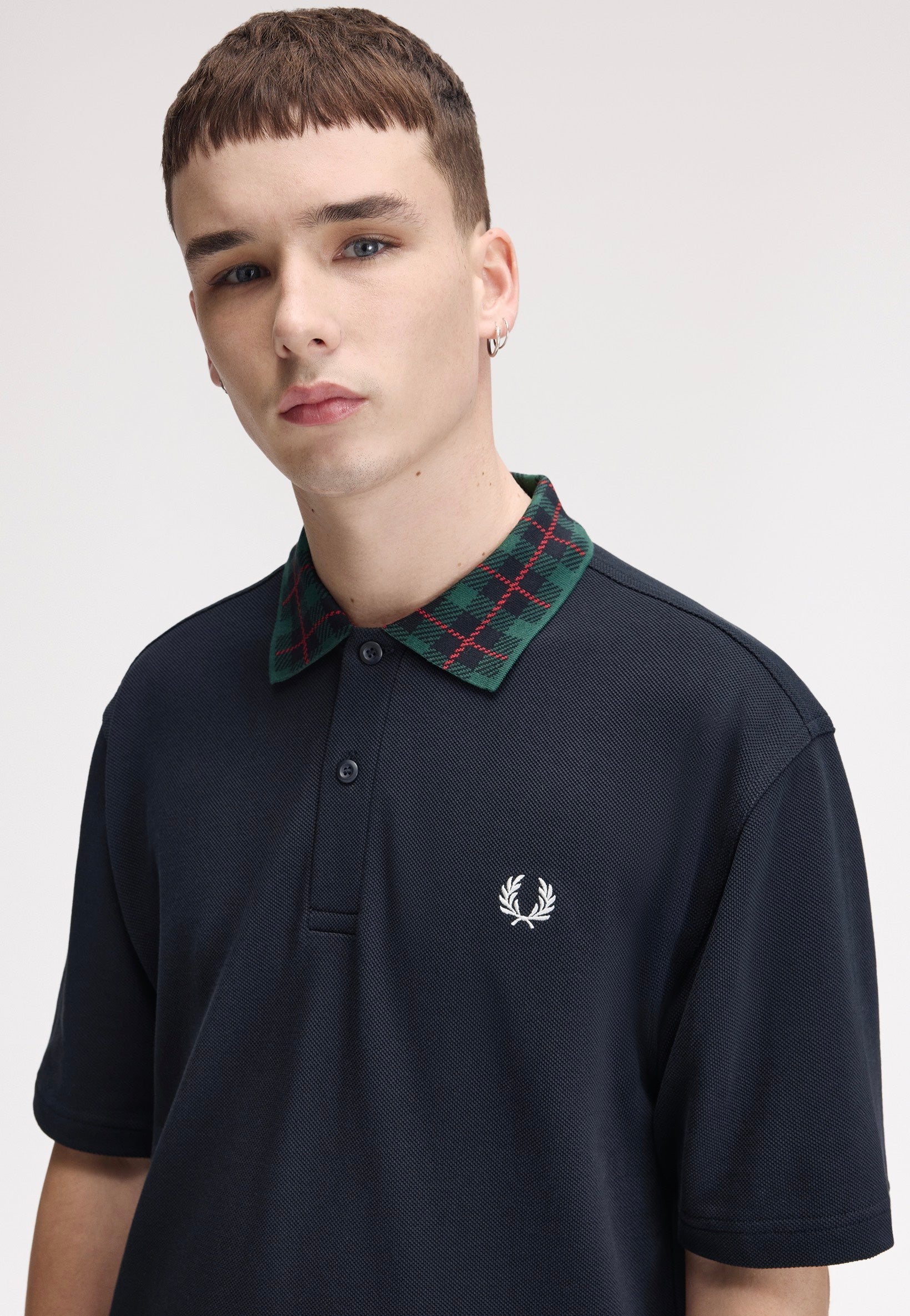 Fred Perry - Tartan Collar Navy - Polo | Men-Image