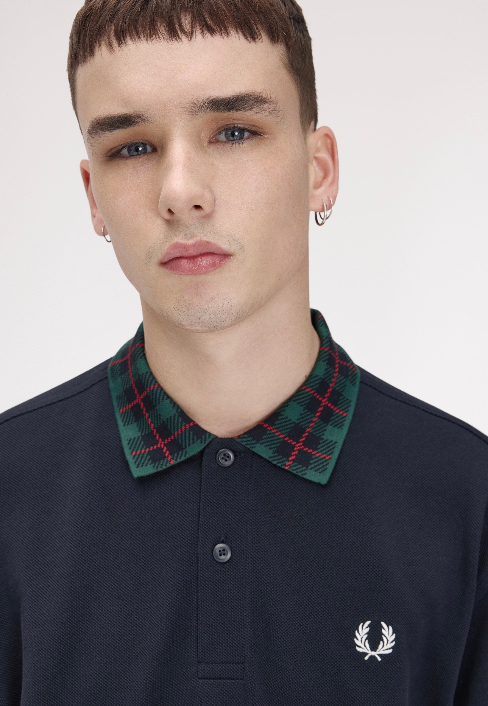 Fred Perry - Tartan Collar Navy - Polo | Men-Image