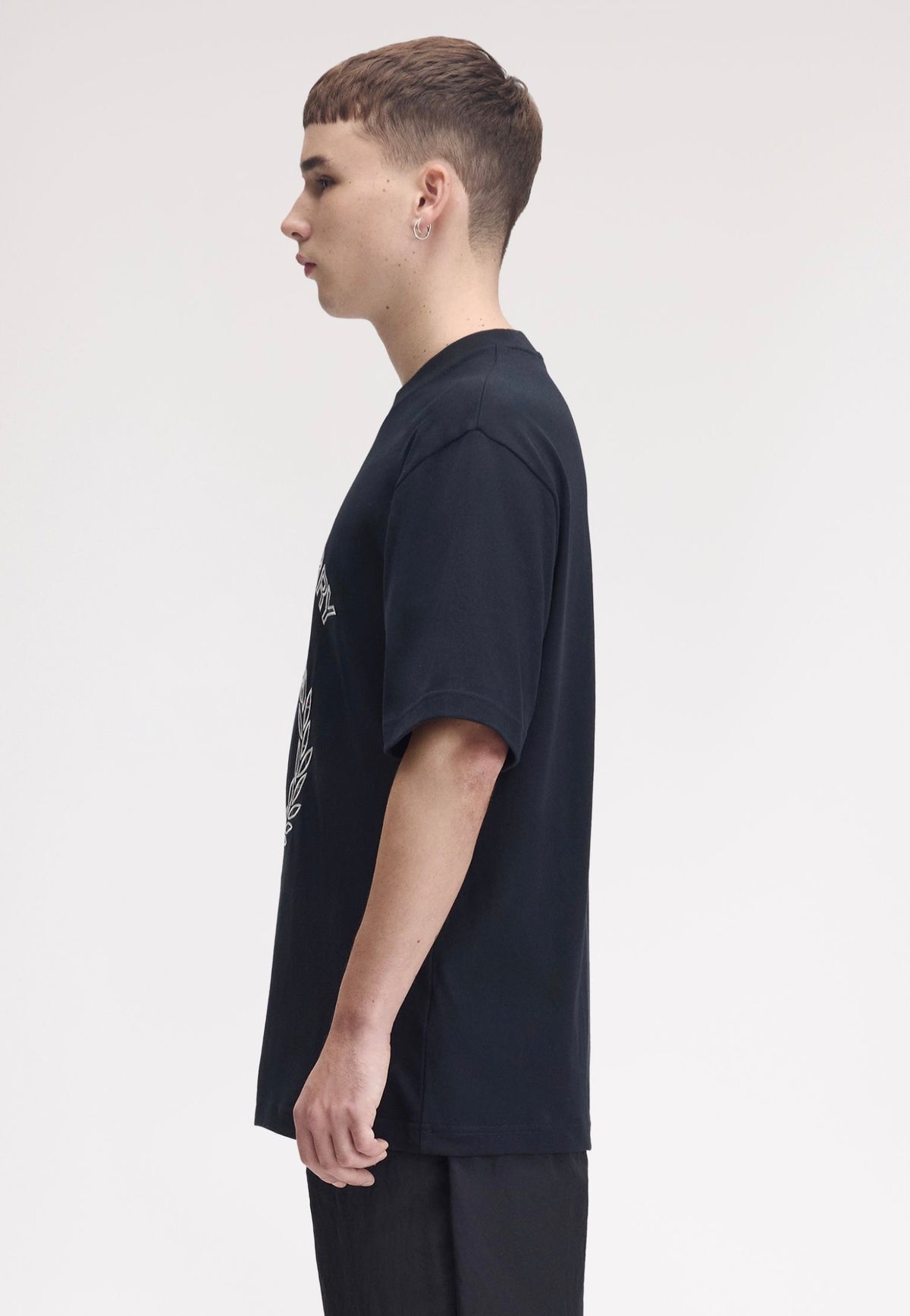 Fred Perry Tartan Applique Navy T-shirt | Men-Image