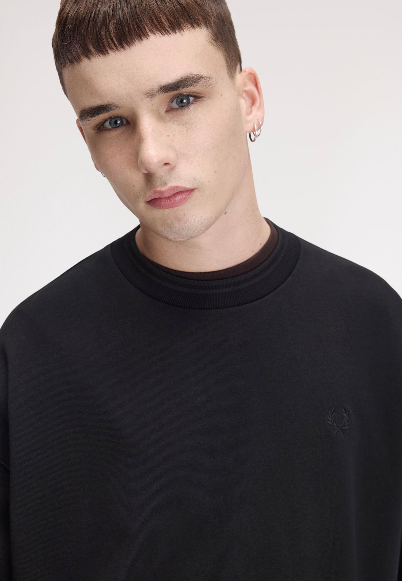 Fred Perry - Oversized Tipped Black - Sweater | Men-Image