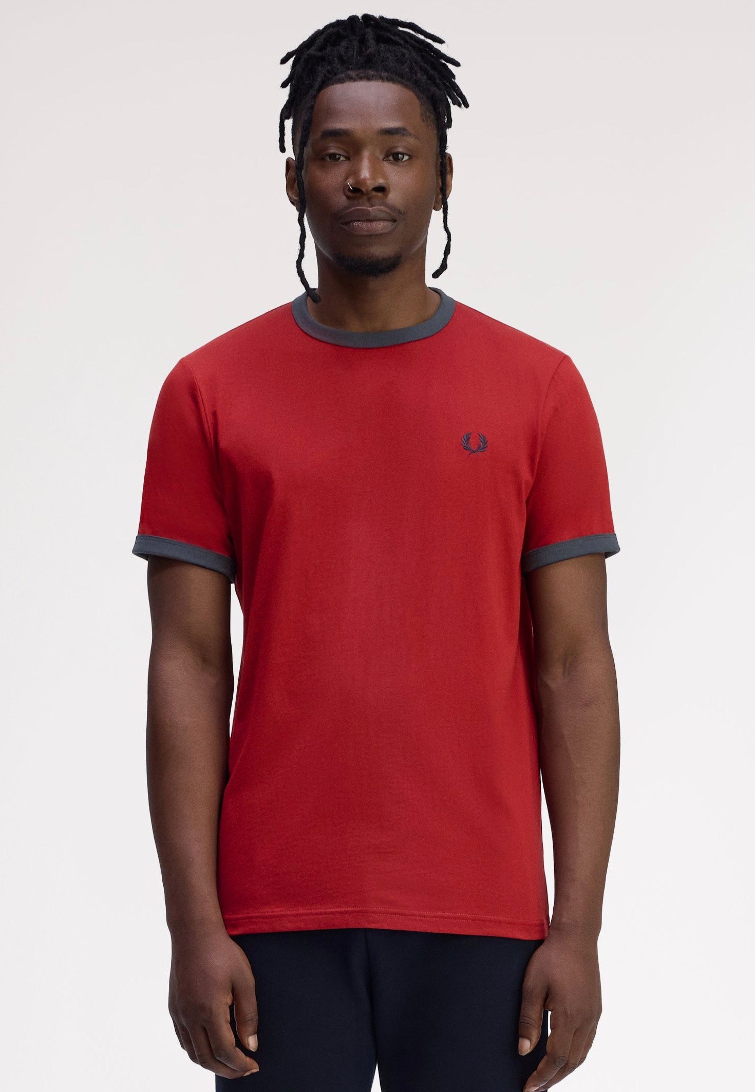 Fred Perry - Ringer Burnt Red/Navy - T-Shirt | Men-Image
