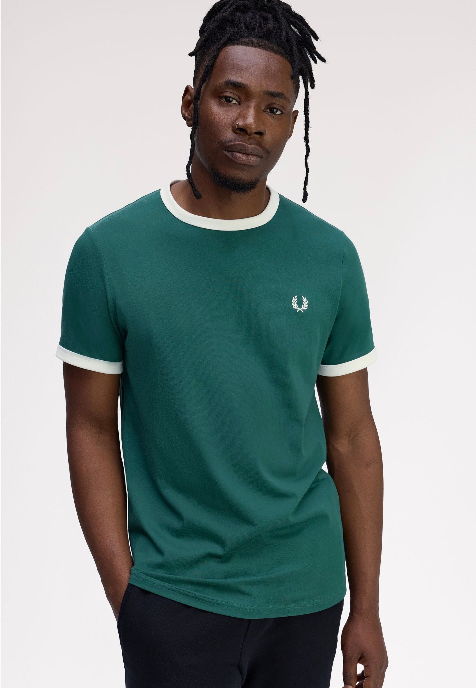 Fred Perry - Ringer Sport Green/Snow White - T-Shirt | Men-Image