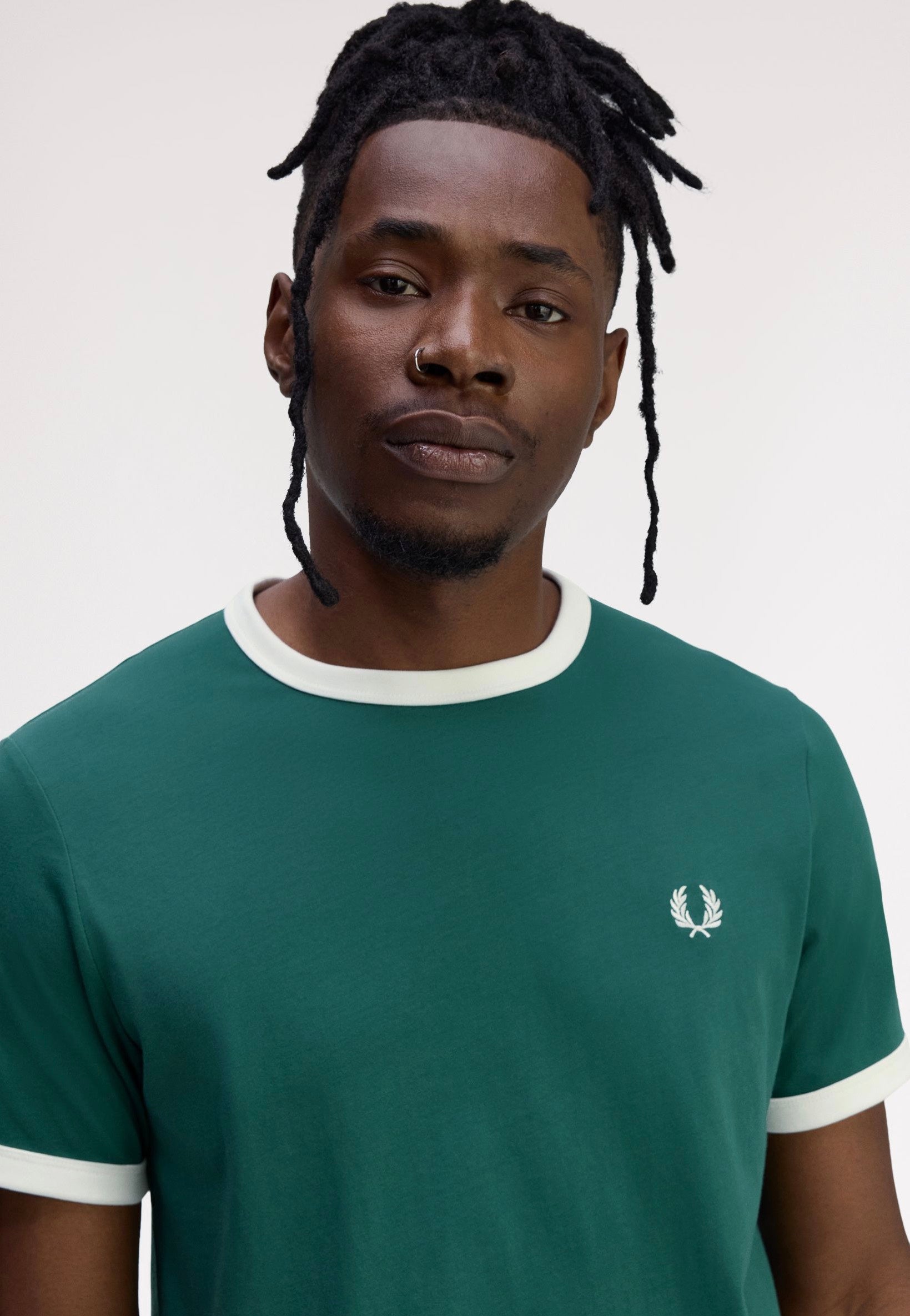 Fred Perry - Ringer Sport Green/Snow White - T-Shirt | Men-Image