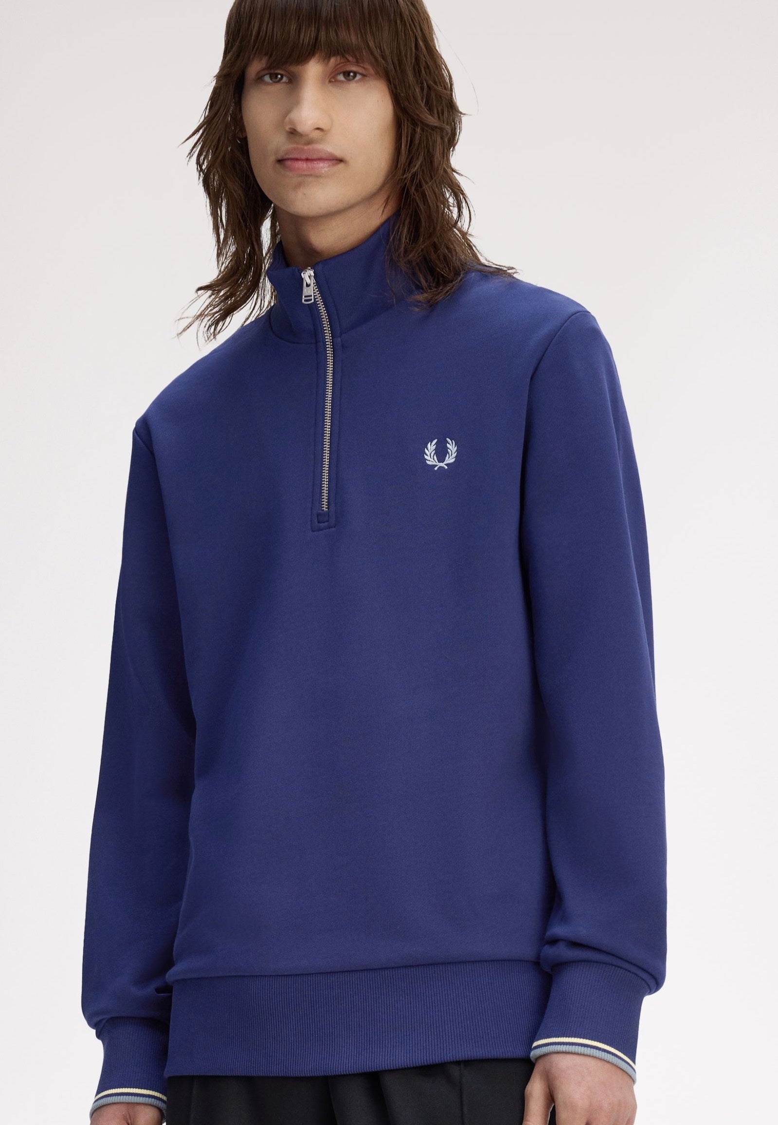 Fred Perry - Half Zip French Navy/Champions Gold/Stockport Blue - Sweater | Men-Image