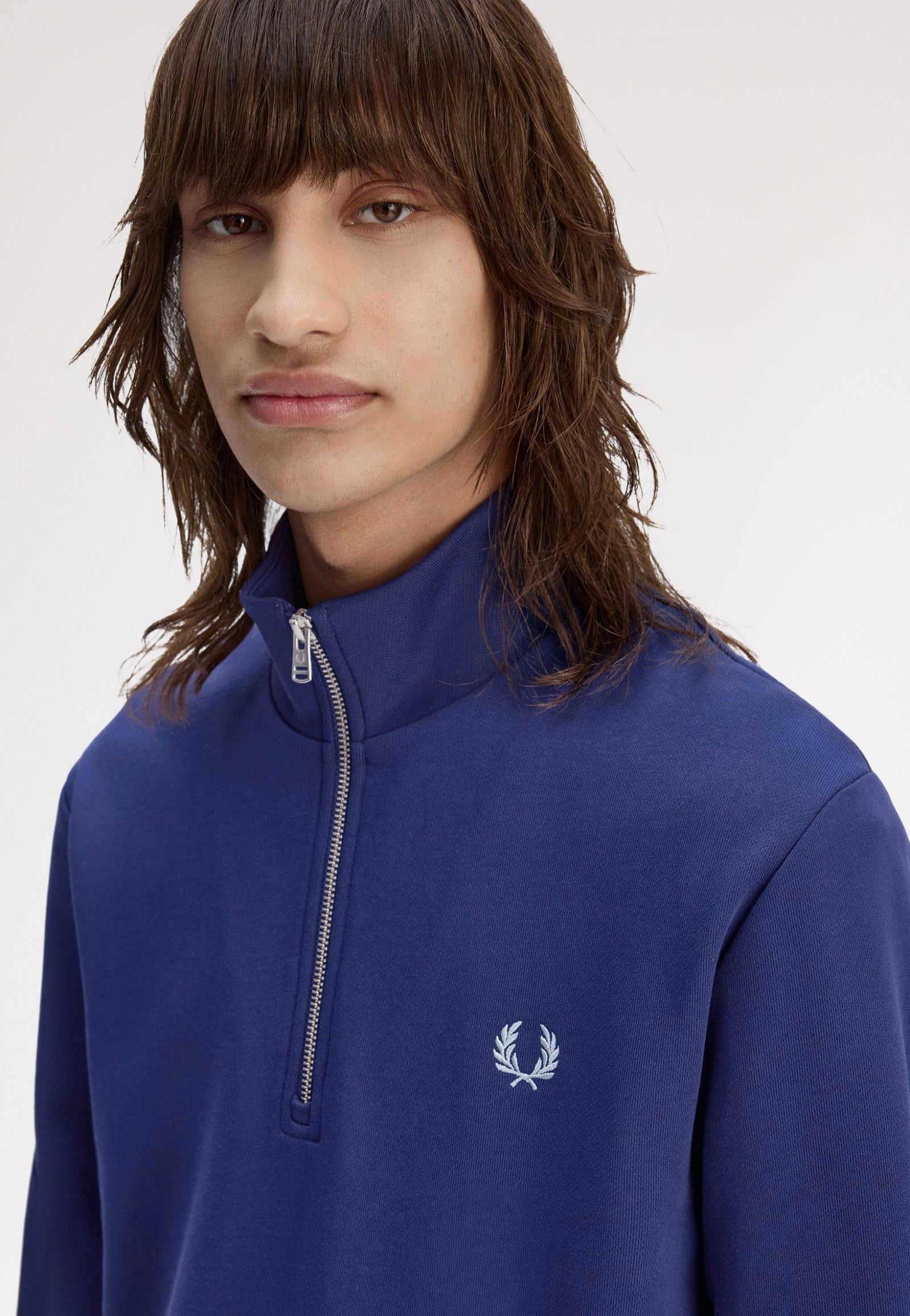 Fred Perry - Half Zip French Navy/Champions Gold/Stockport Blue - Sweater | Men-Image