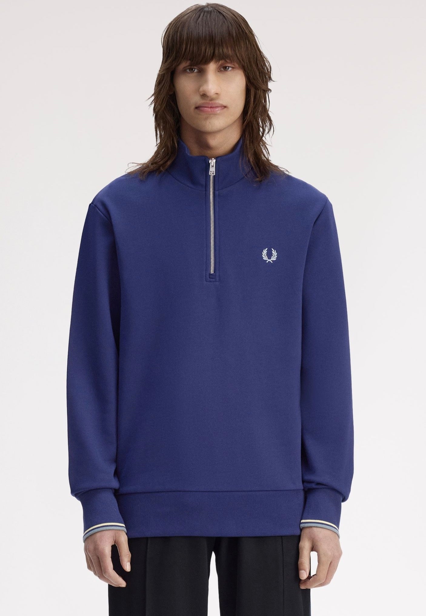 Fred Perry - Half Zip French Navy/Champions Gold/Stockport Blue - Sweater | Men-Image