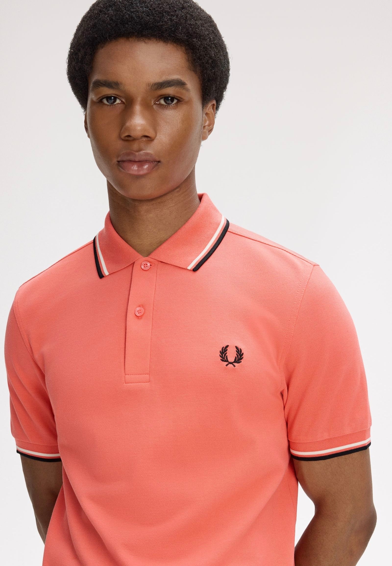Fred Perry - Twin Tipped Strawberry Cream/Ecru/Black - Polo | Men-Image