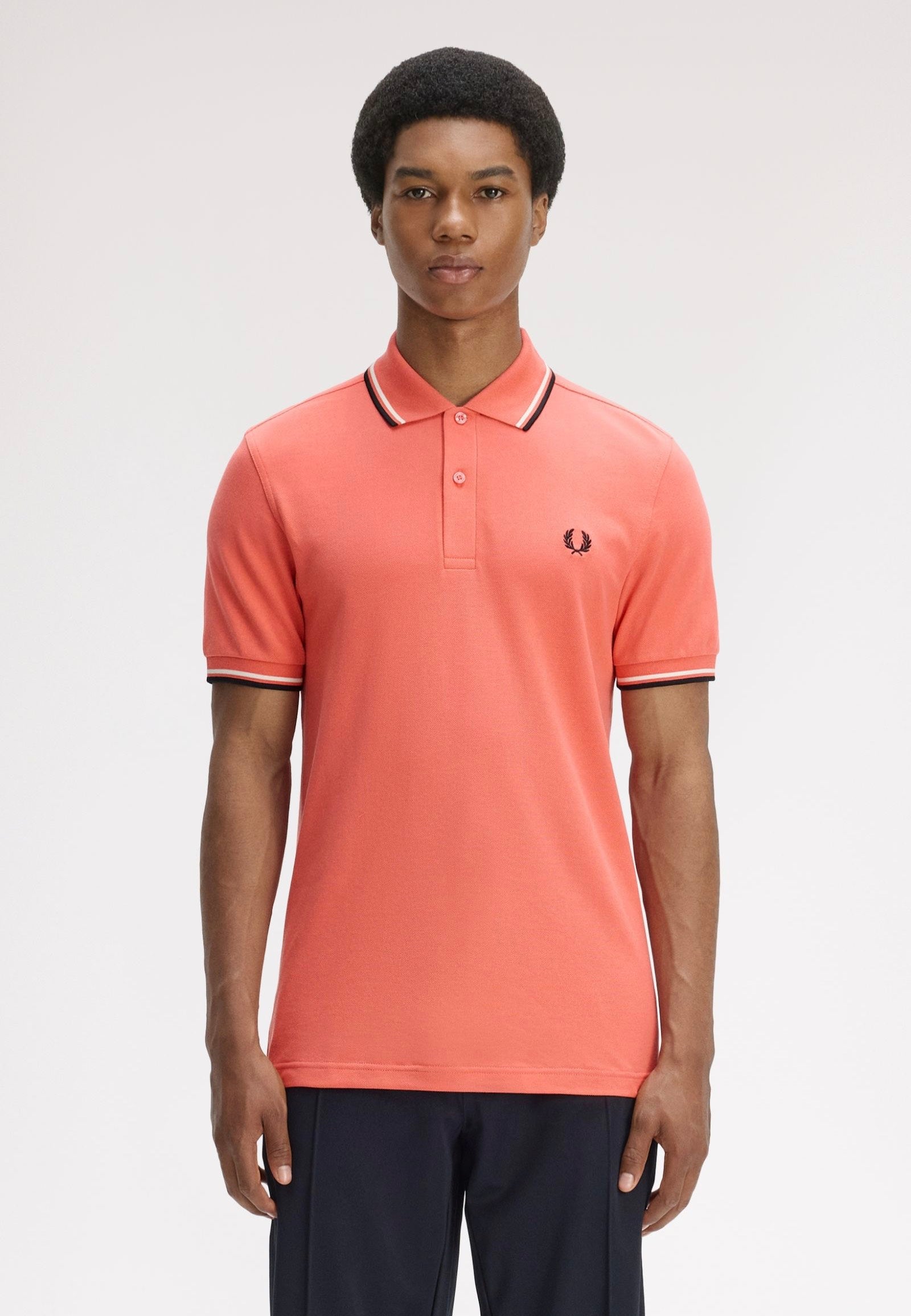 Fred Perry - Twin Tipped Strawberry Cream/Ecru/Black - Polo | Men-Image