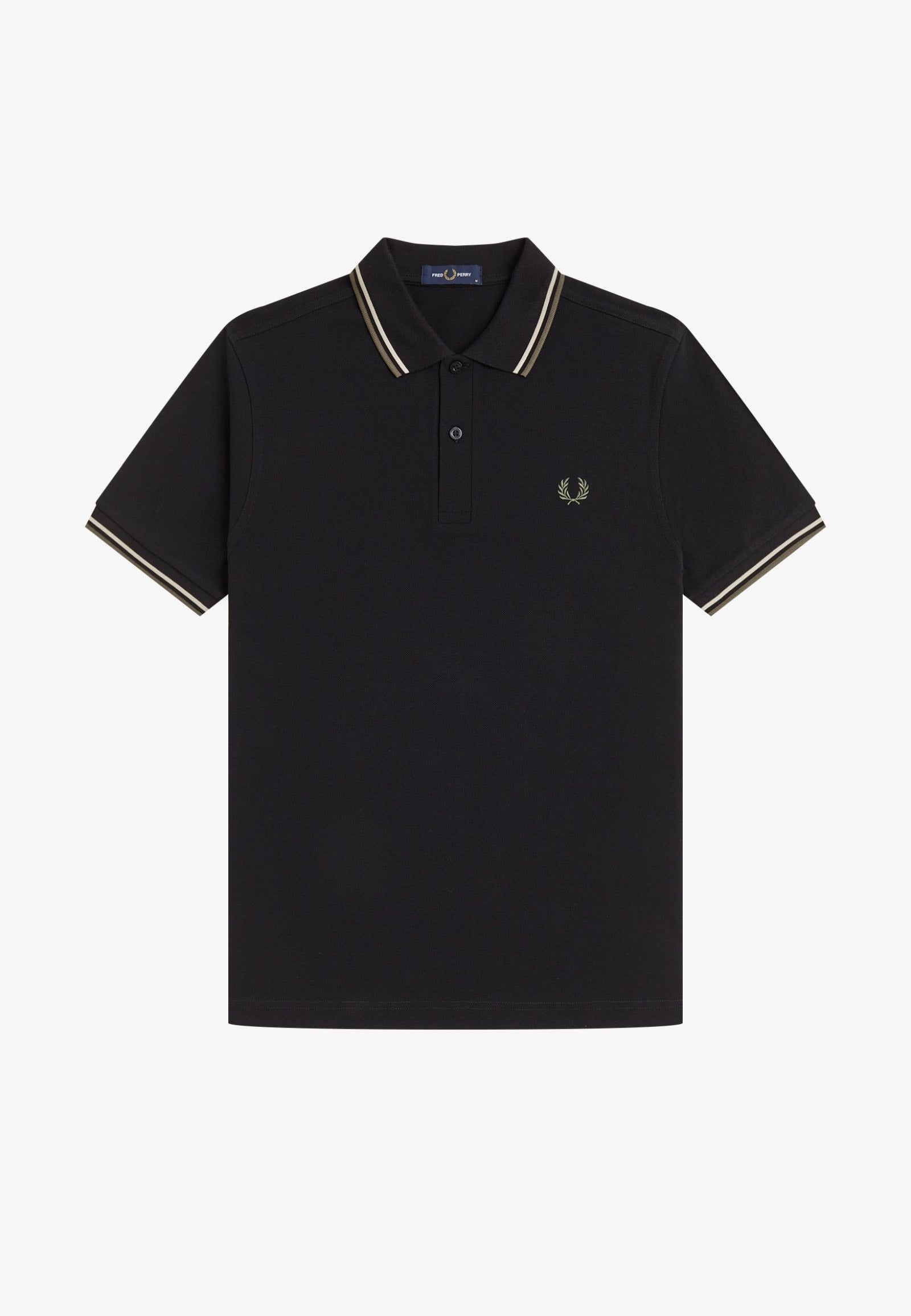 Fred Perry - Twin Tipped Black/Oatmeal/Laurel Wreath Green - Polo | Men-Image