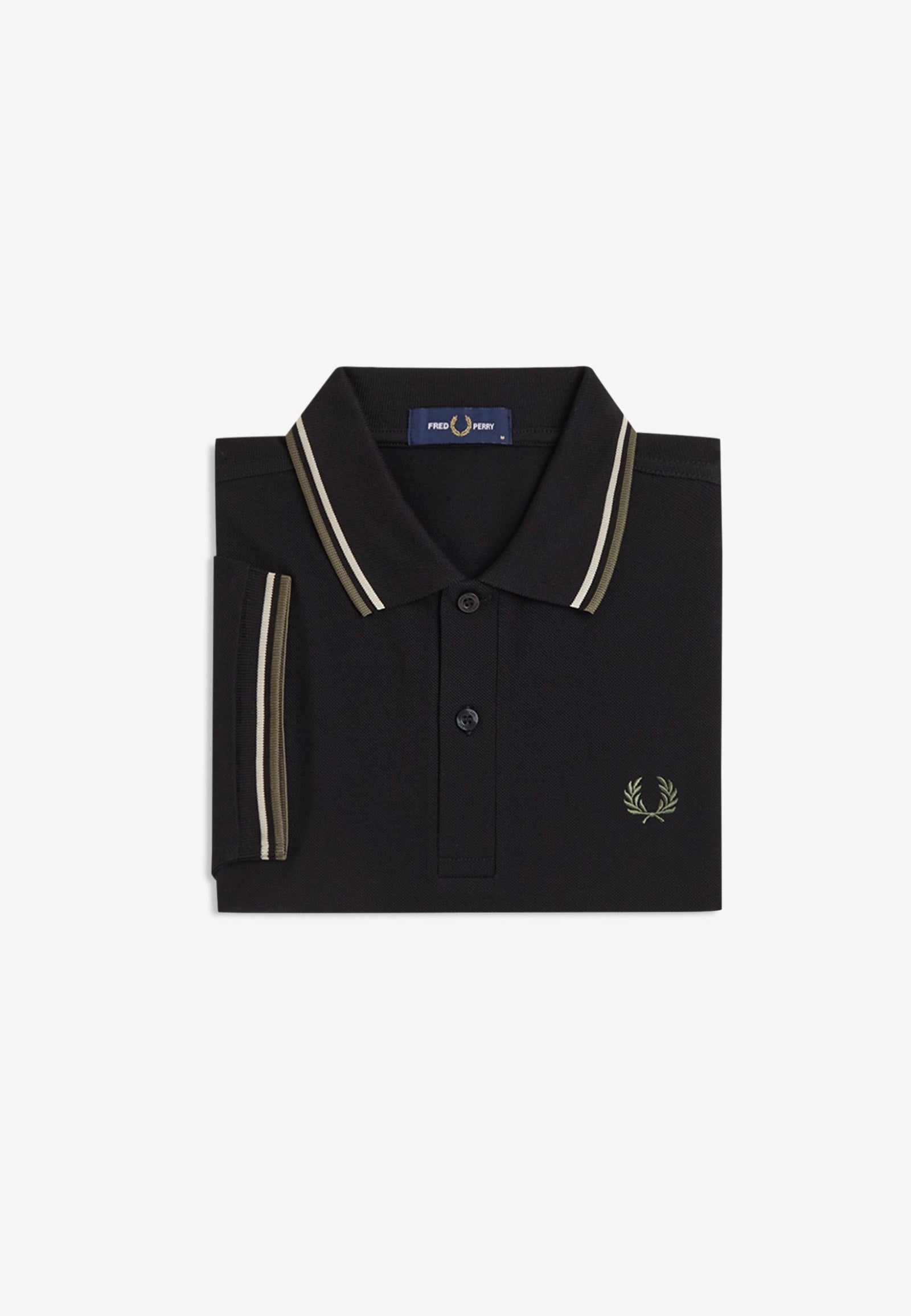 Fred Perry - Twin Tipped Black/Oatmeal/Laurel Wreath Green - Polo | Men-Image