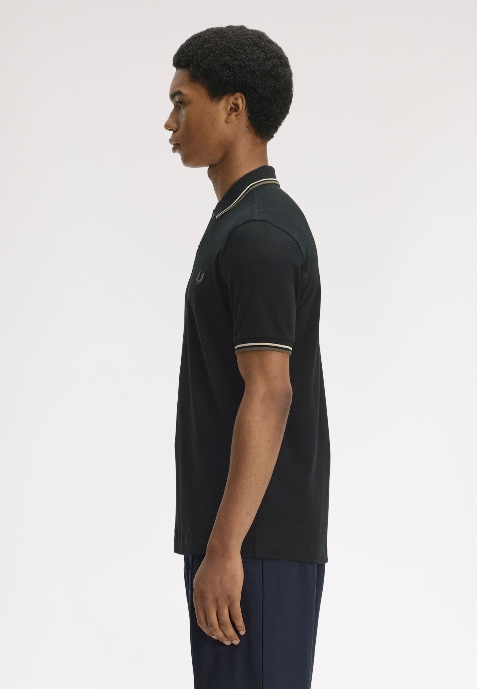 Fred Perry - Twin Tipped Black/Oatmeal/Laurel Wreath Green - Polo | Men-Image