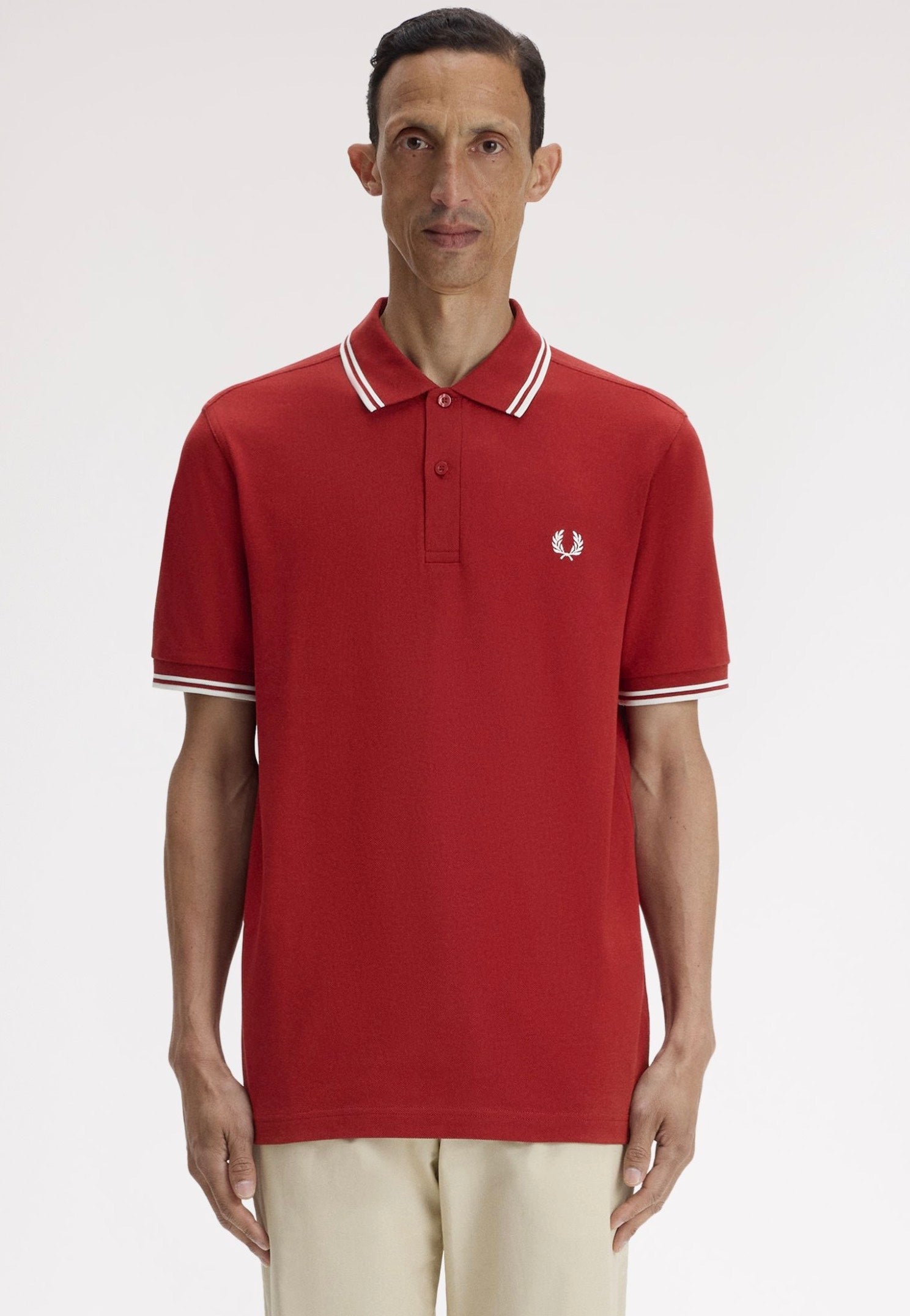 Fred Perry - Twin Tipped Burnt Red/Snow White/Snow White - Polo | Men-Image