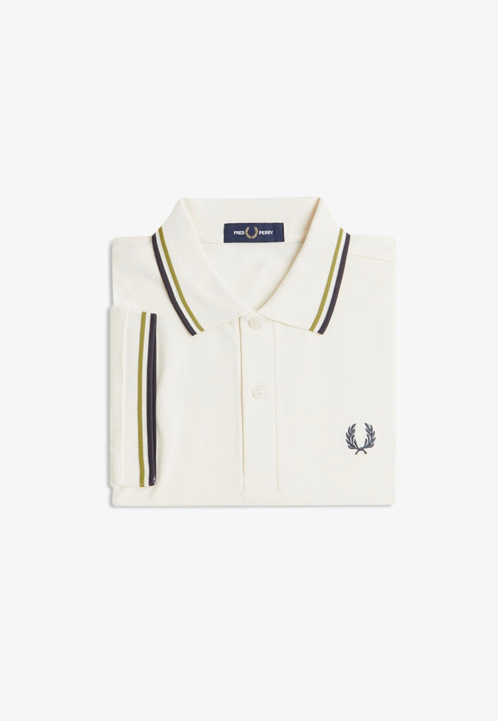 Fred Perry - Twin Tipped Ecru/Tennis Ball Yellow/Anchor Grey - Polo | Men-Image