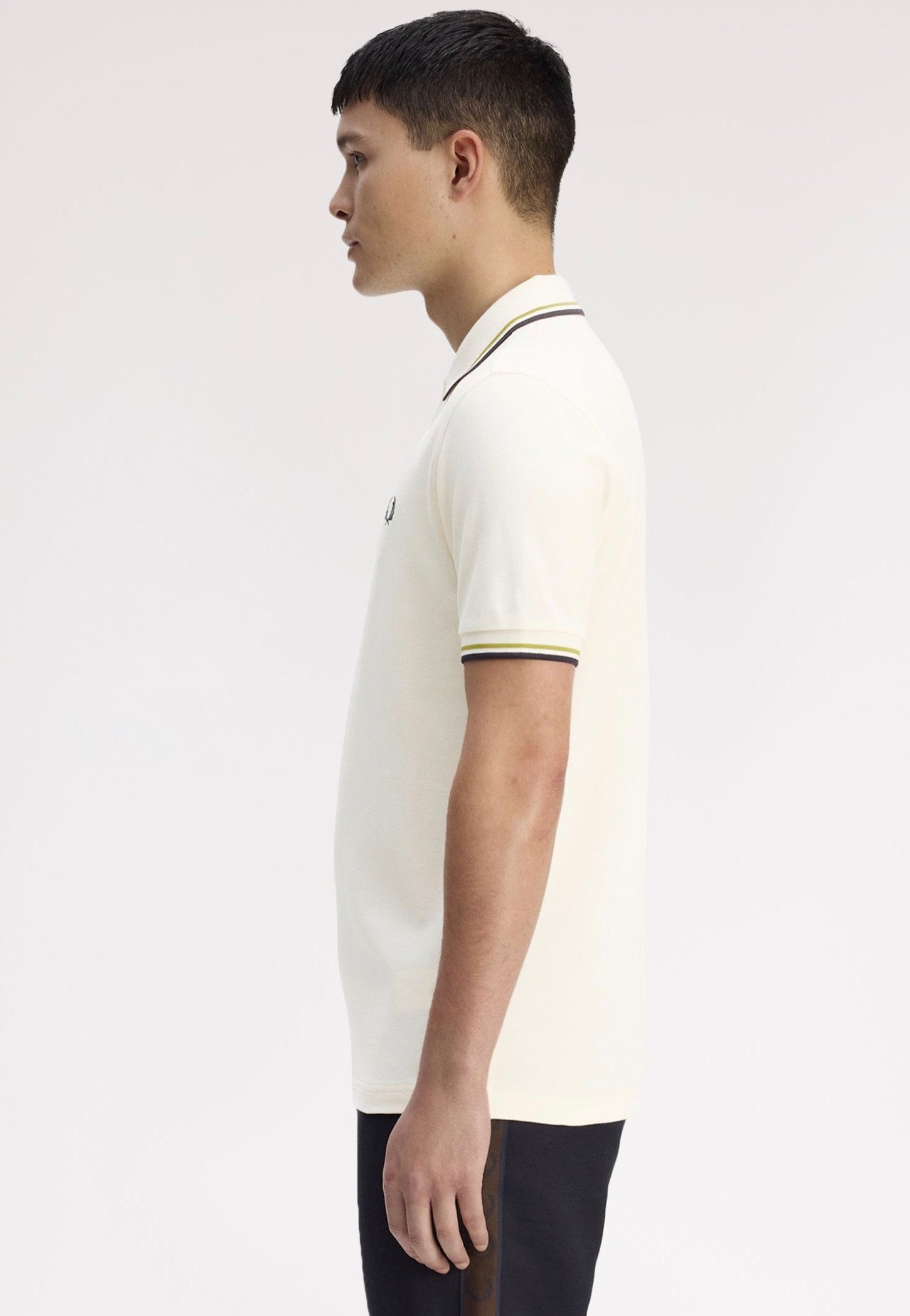 Fred Perry - Twin Tipped Ecru/Tennis Ball Yellow/Anchor Grey - Polo | Men-Image