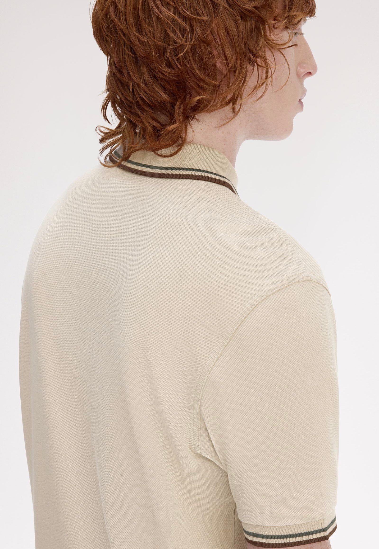 Fred Perry - Twin Tipped Warm Oat/Court Green/Burnt Tobacco - Polo | Men-Image