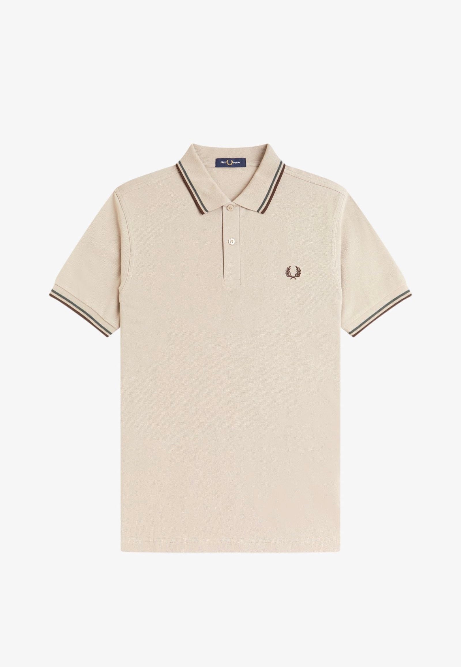 Fred Perry - Twin Tipped Warm Oat/Court Green/Burnt Tobacco - Polo | Men-Image